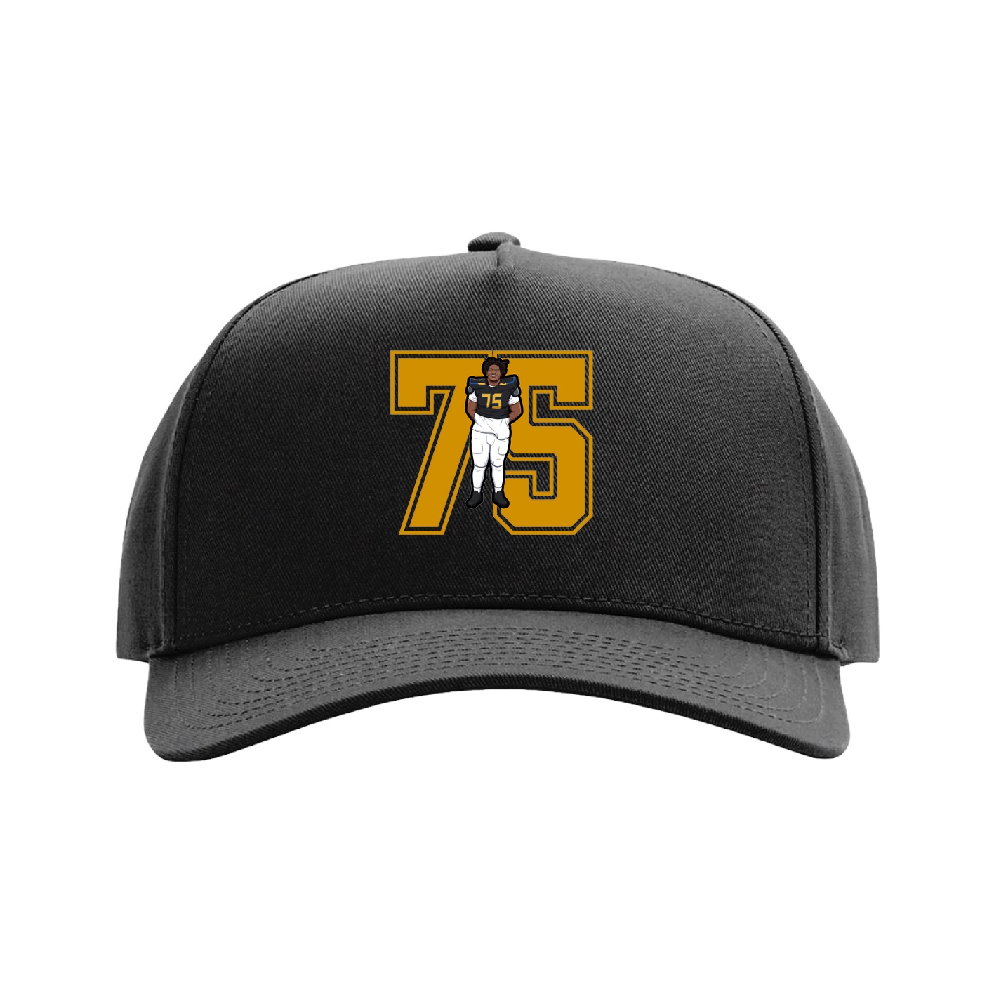 Full Fabric Five-Panel Champ Cap — Number in Black