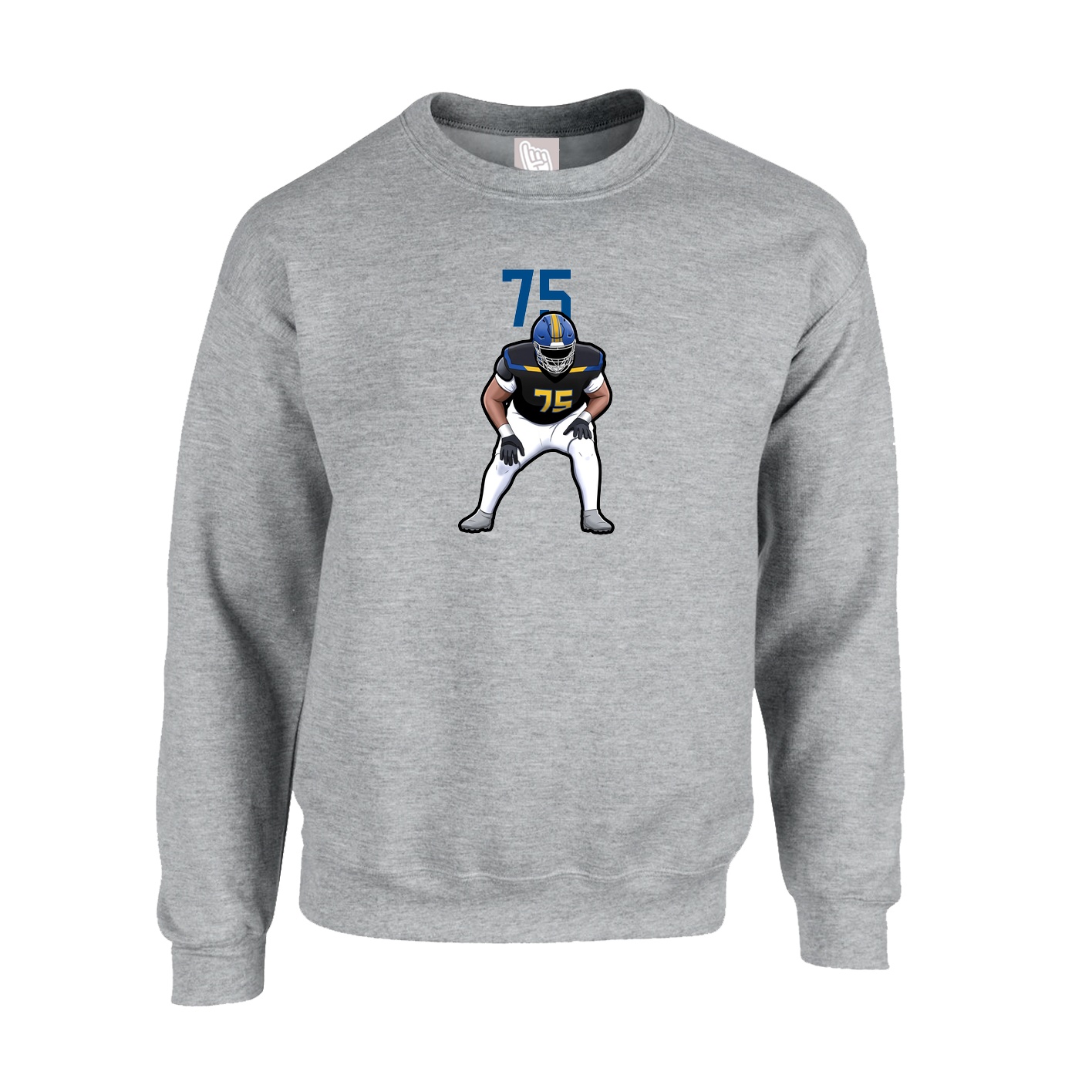 Fleece Crew — Number Top in Grey