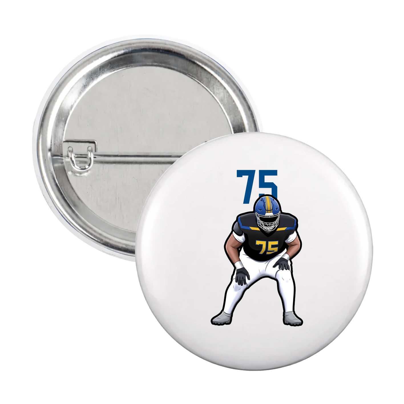 Game Day Button — Number Top in White