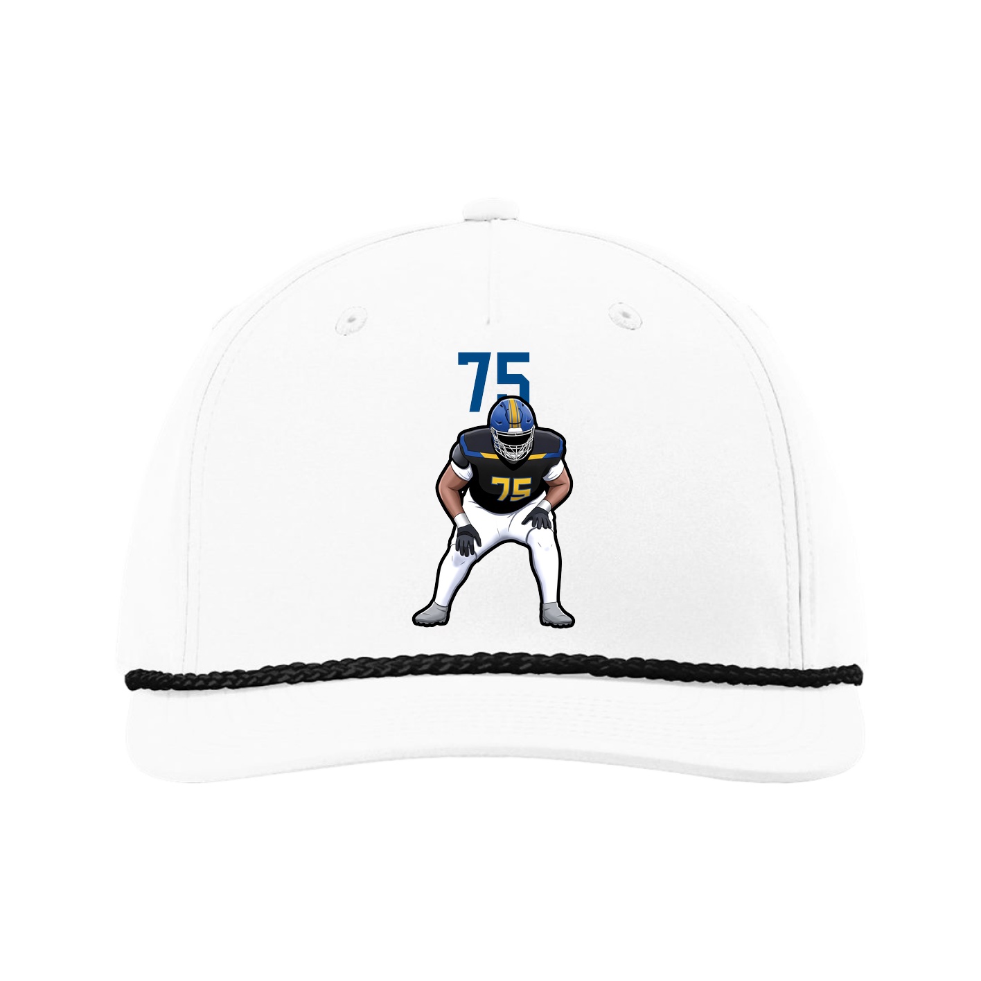 Five-Panel Classic Rope Cap — Number Top in White