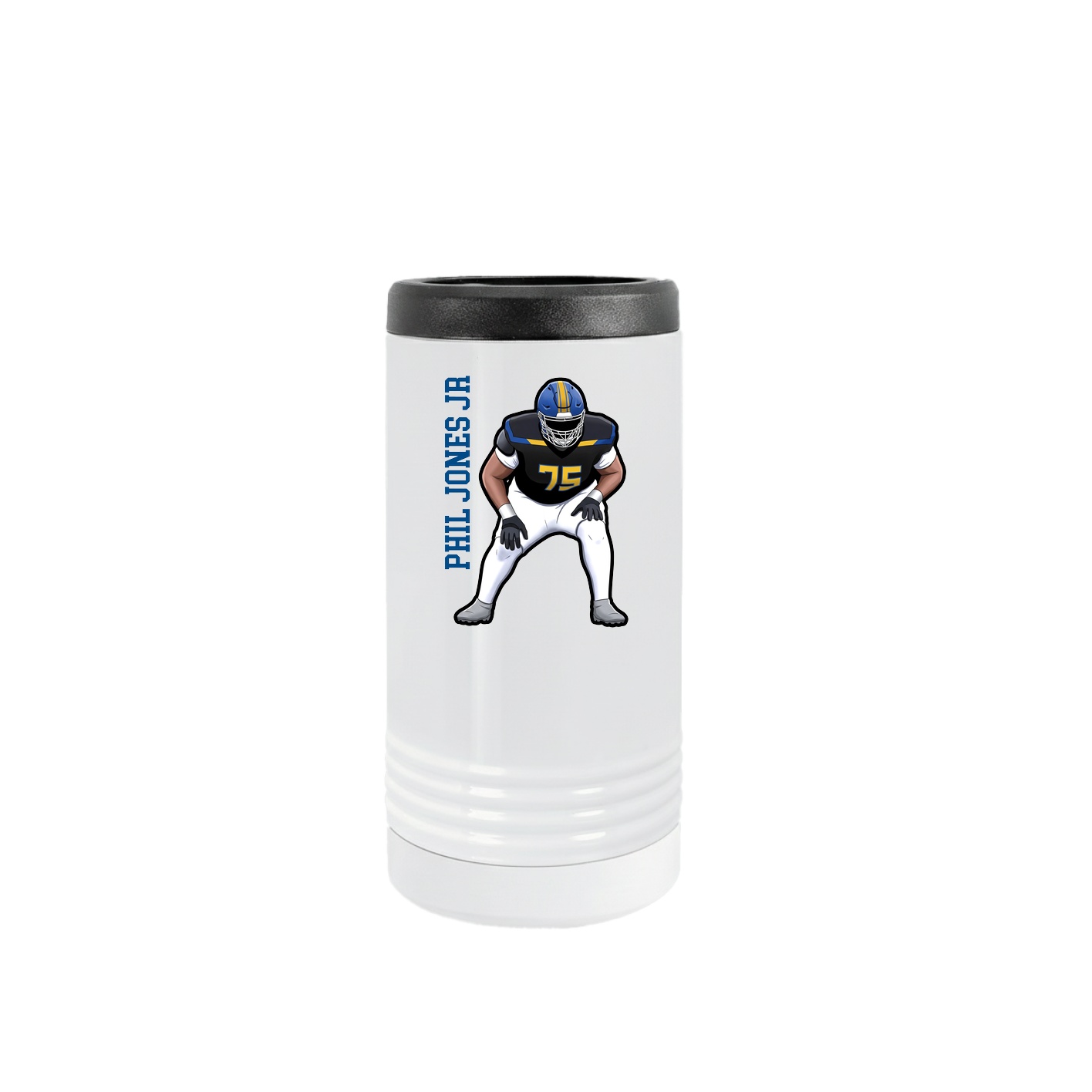 Slim Beverage Holder — Name Vertical in White