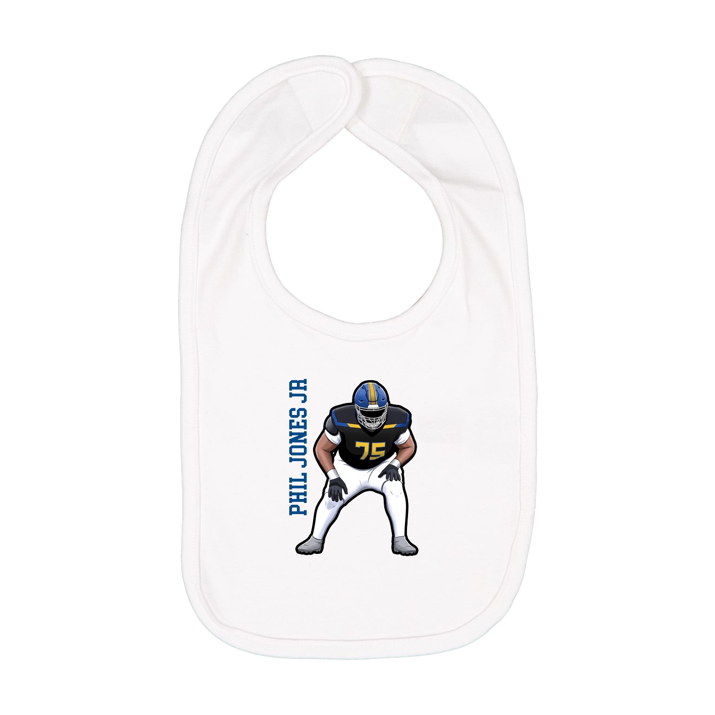 Infant Bib — Name Vertical in White