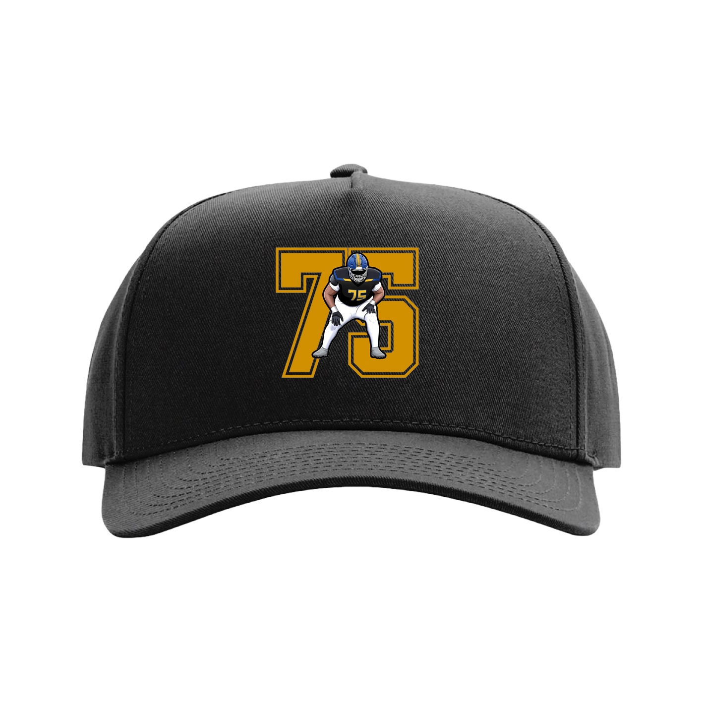 Full Fabric Five-Panel Champ Cap — Number in Black