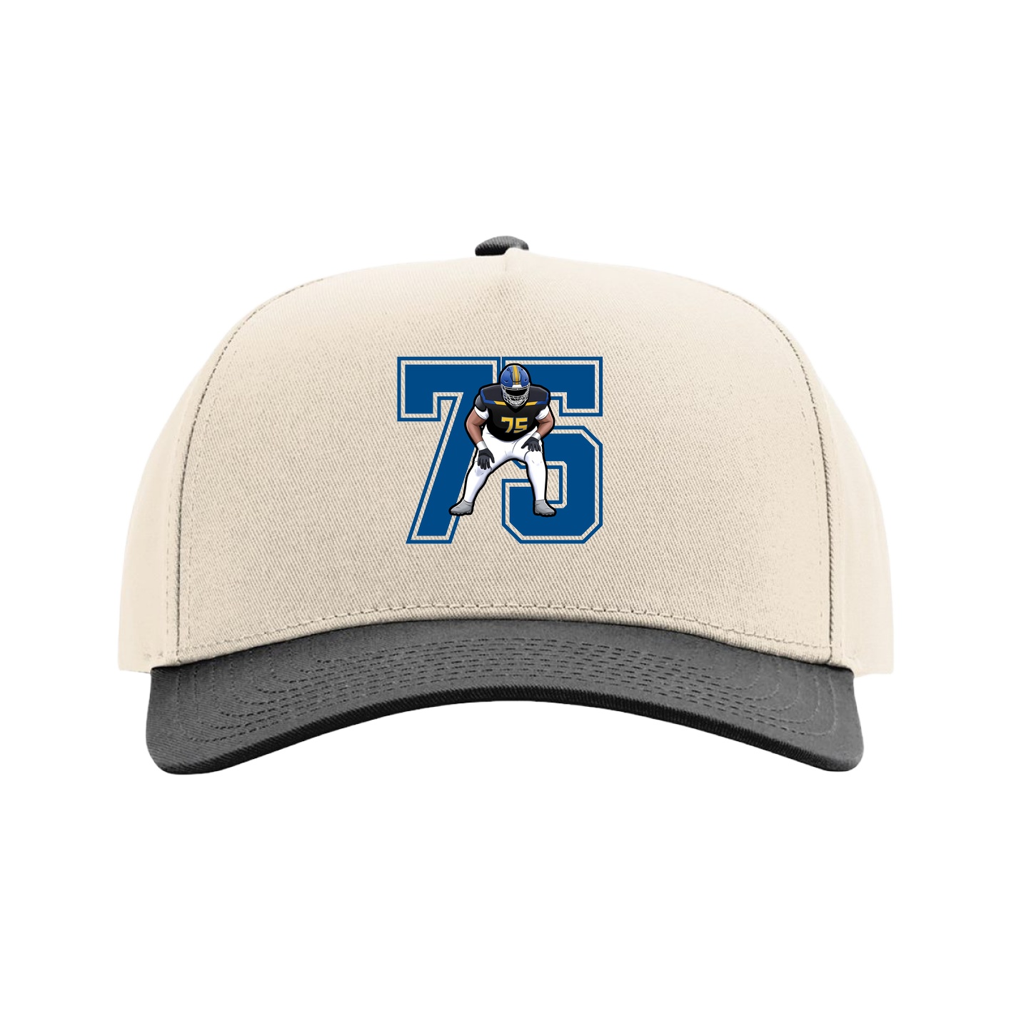Full Fabric Five-Panel Champ Cap — Number in Cream/Black