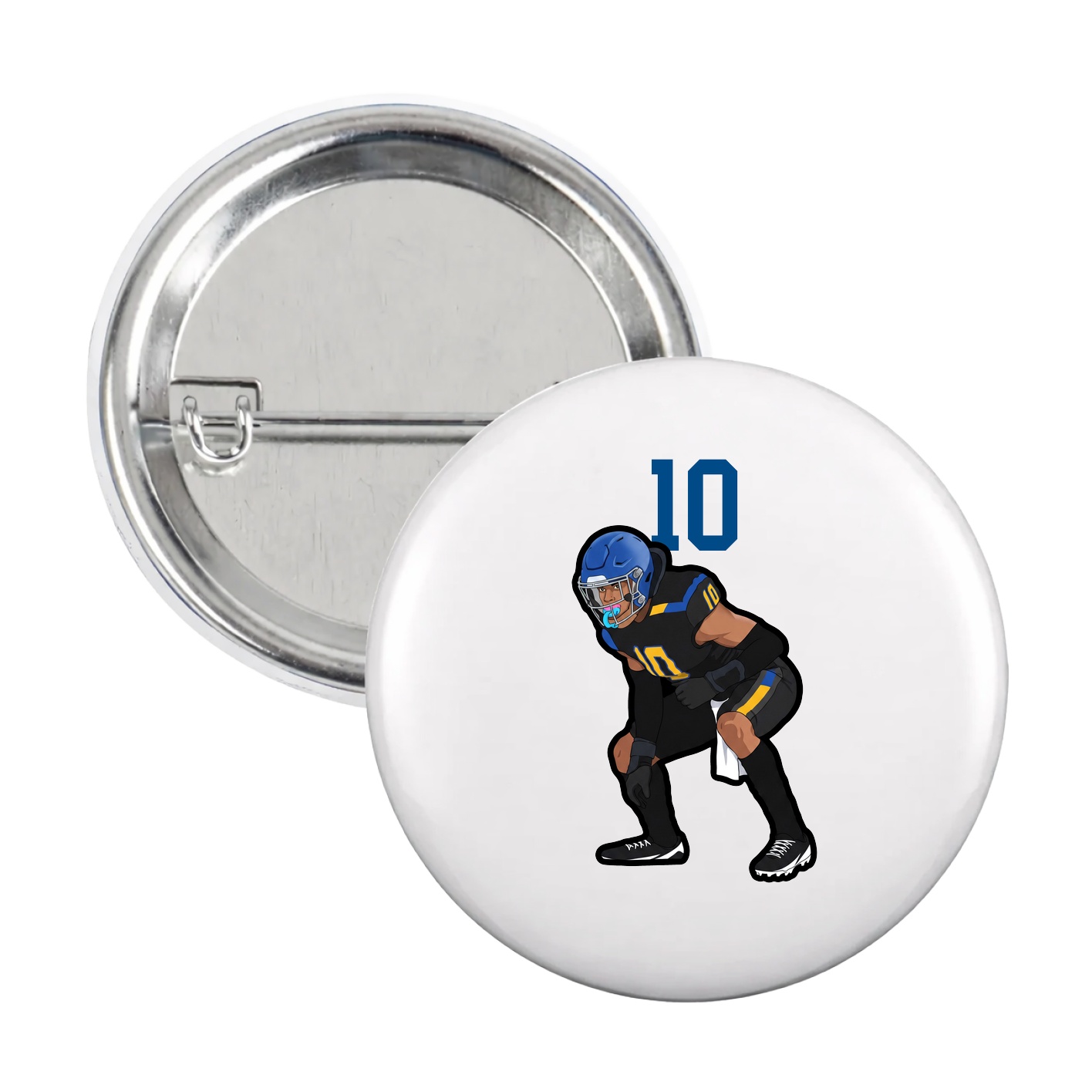 Game Day Button — Number Top in White