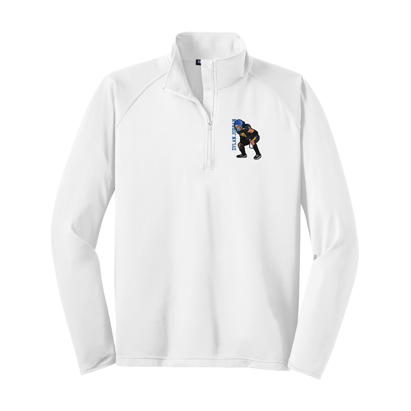 Q-Zip Pullover — Name Vertical in White