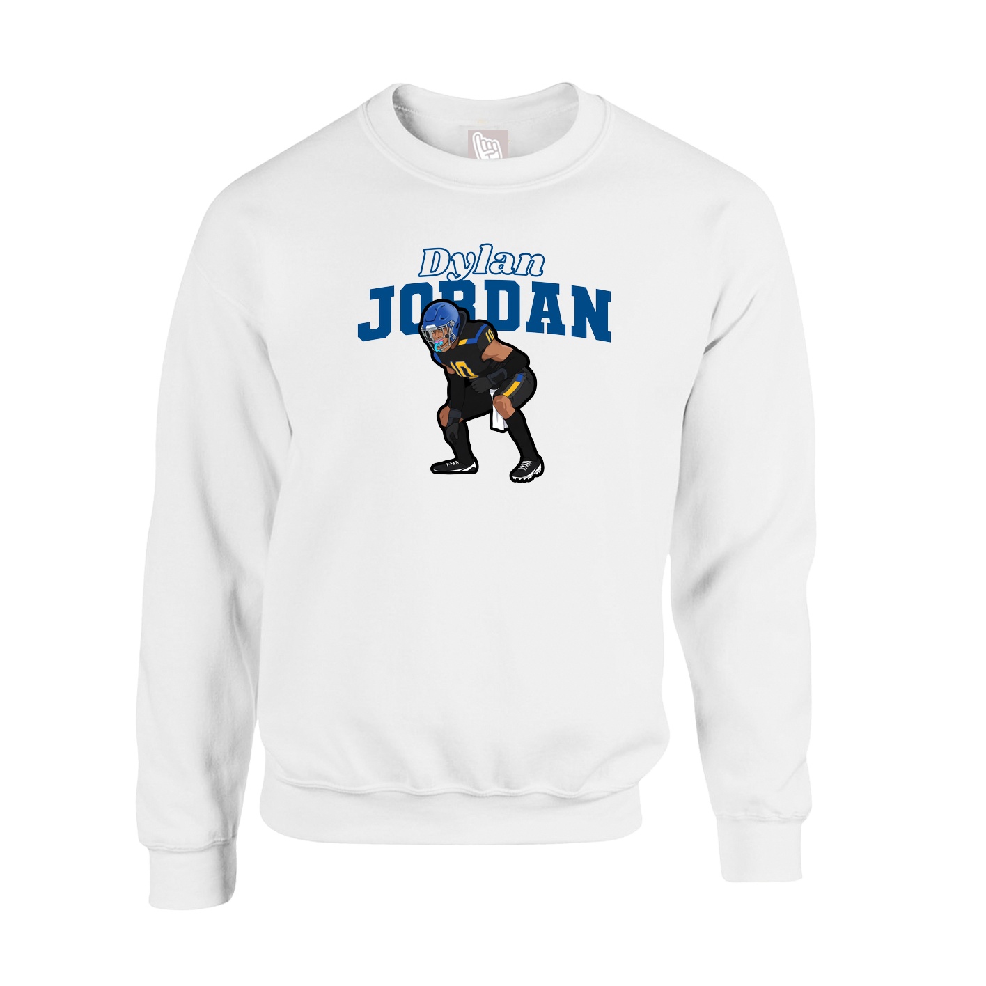 Fleece Crew — Name Arch in White