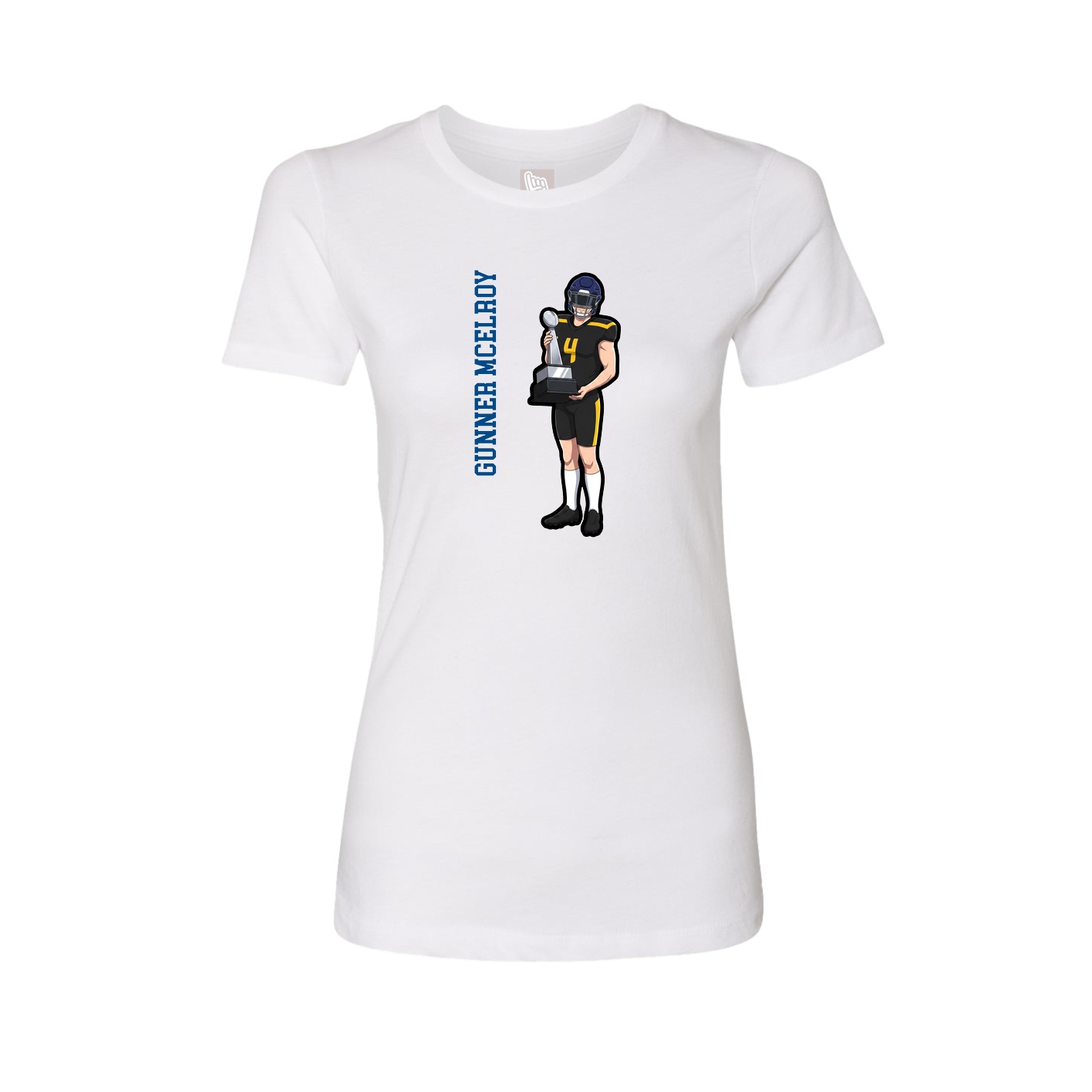 Fitted Women's Tee — Name Vertical in White
