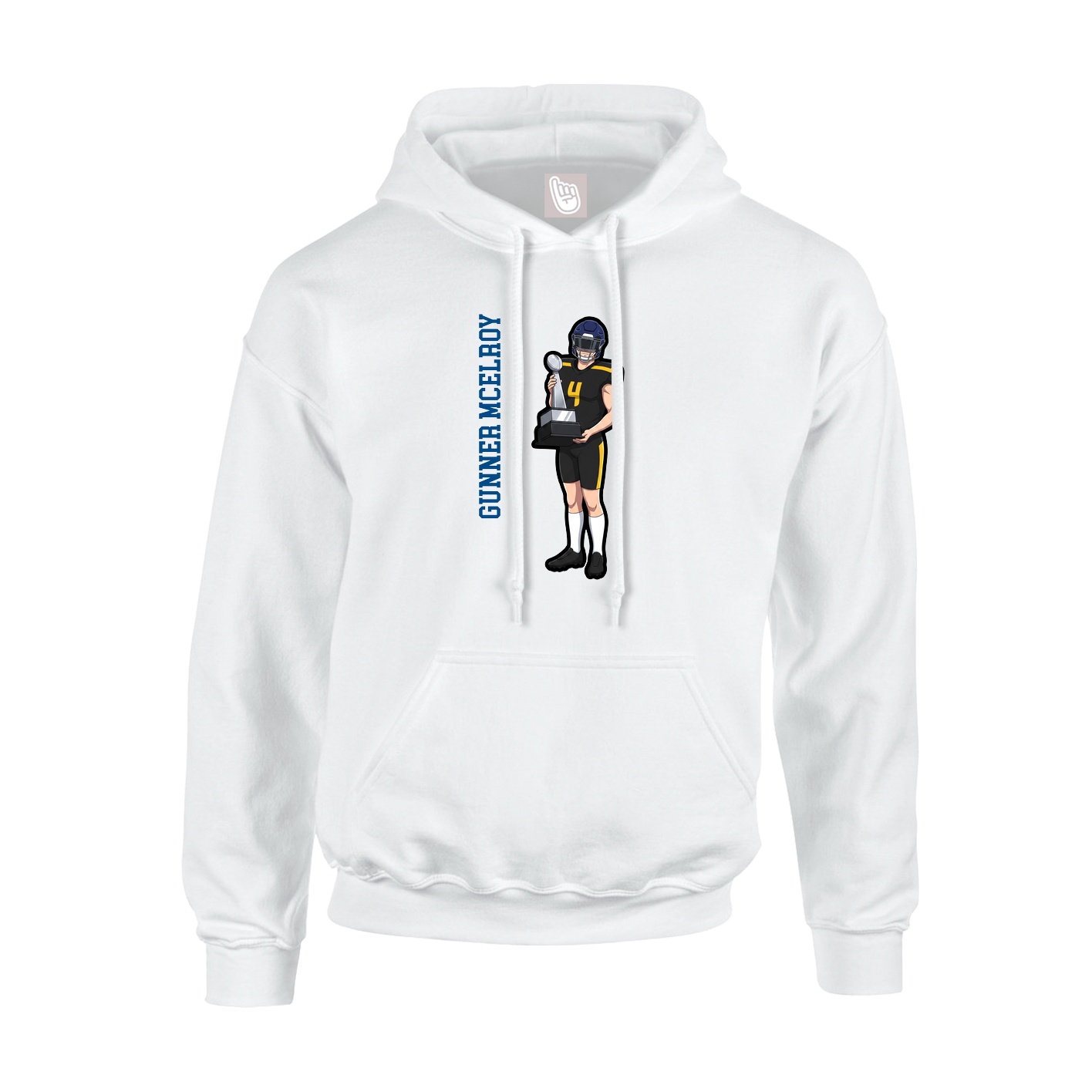 Youth Hoodie — Name Vertical in White