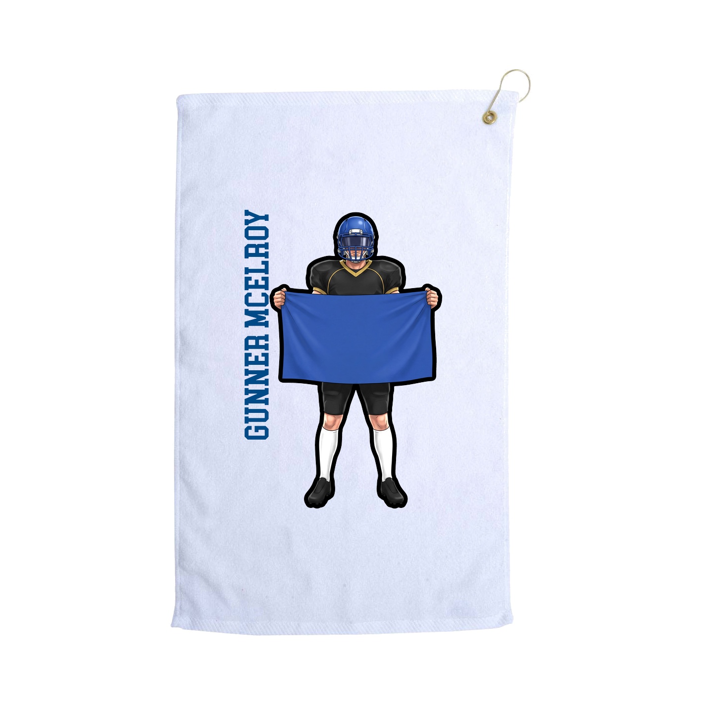 Golf Towel — Name Vertical in White