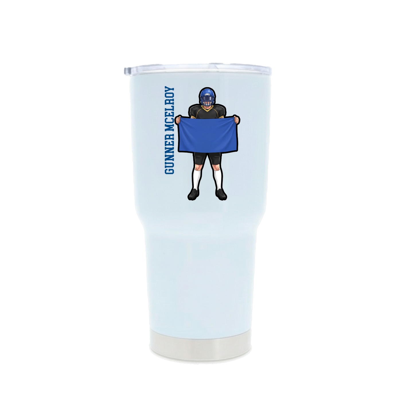 30oz Stainless Steel Tumbler — Name Vertical in White