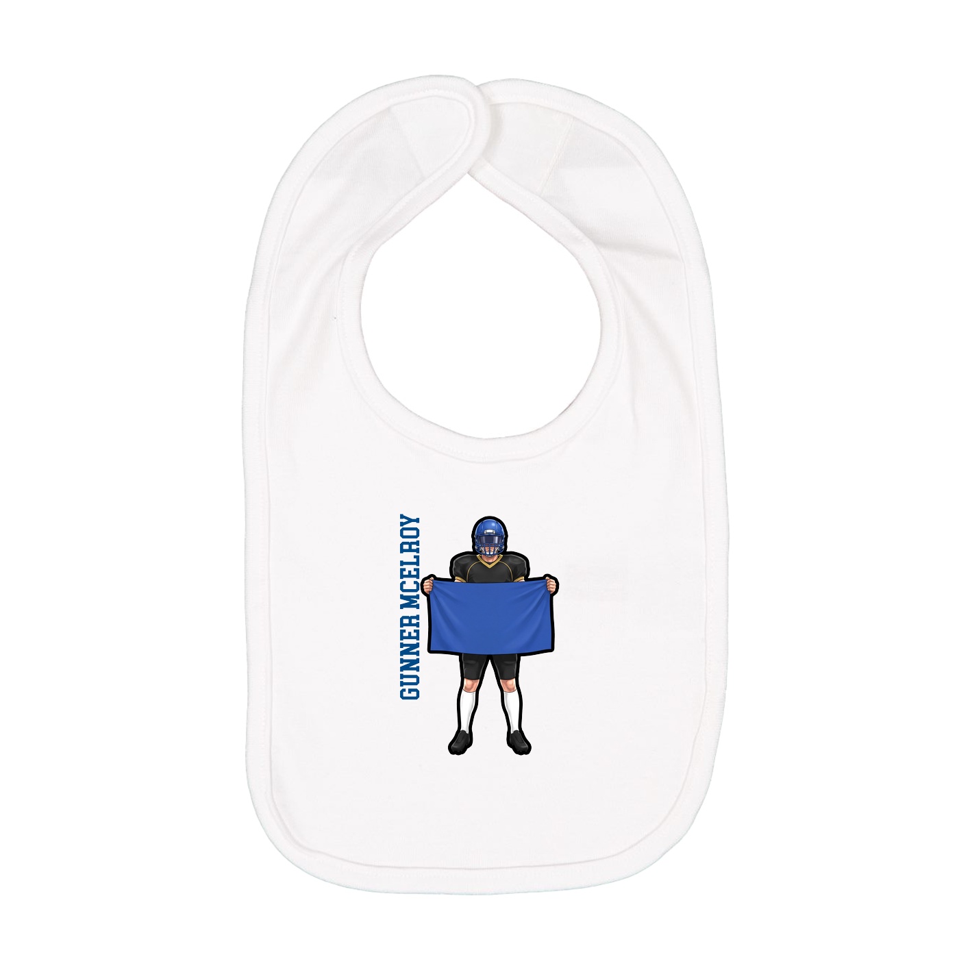 Infant Bib — Name Vertical in White