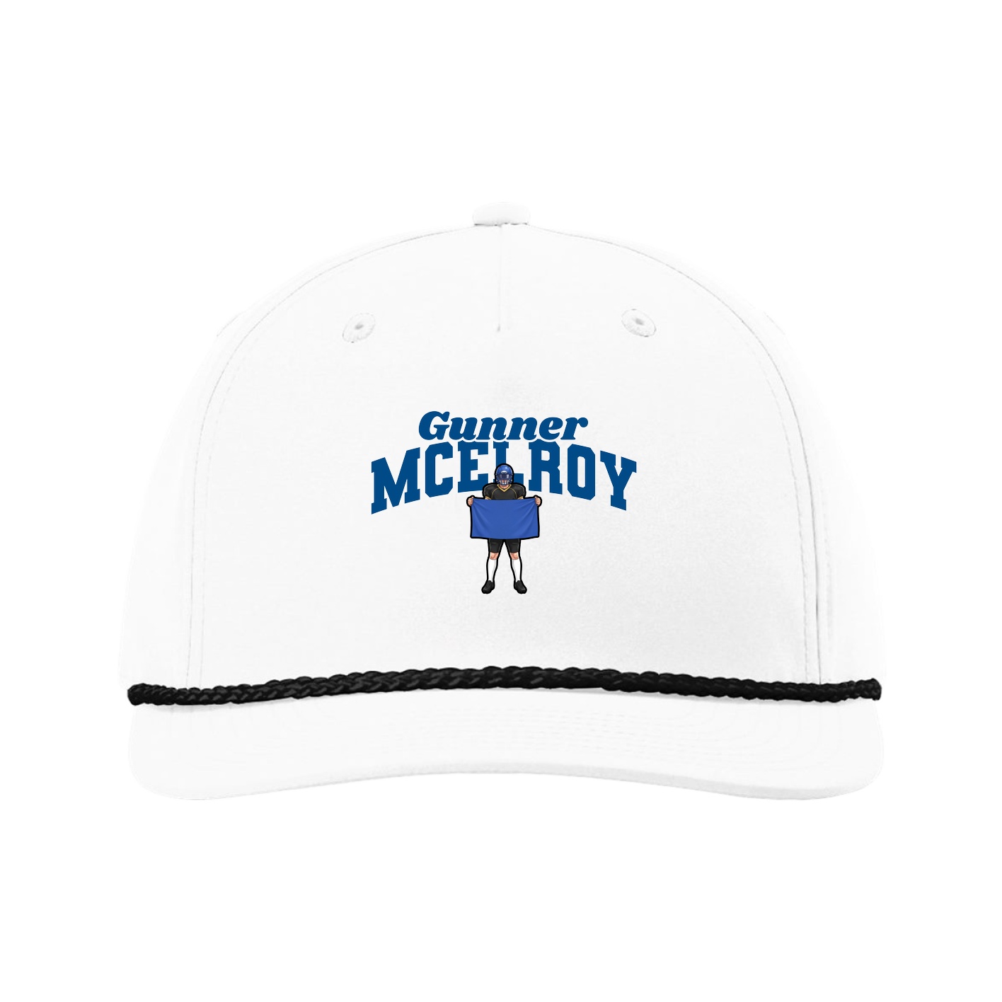 Five-Panel Classic Rope Cap — Signature Arch in White