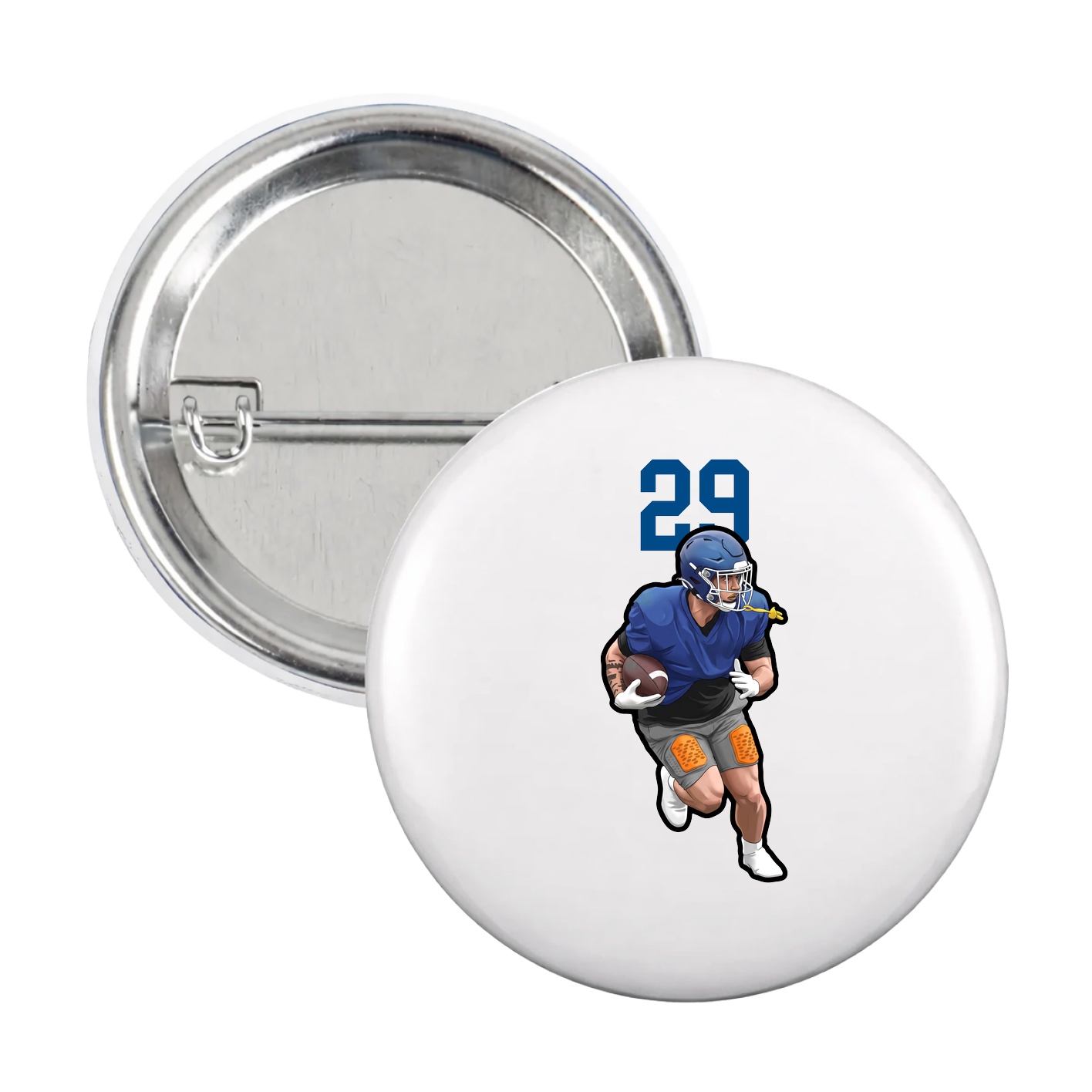 Game Day Button — Number Top in White