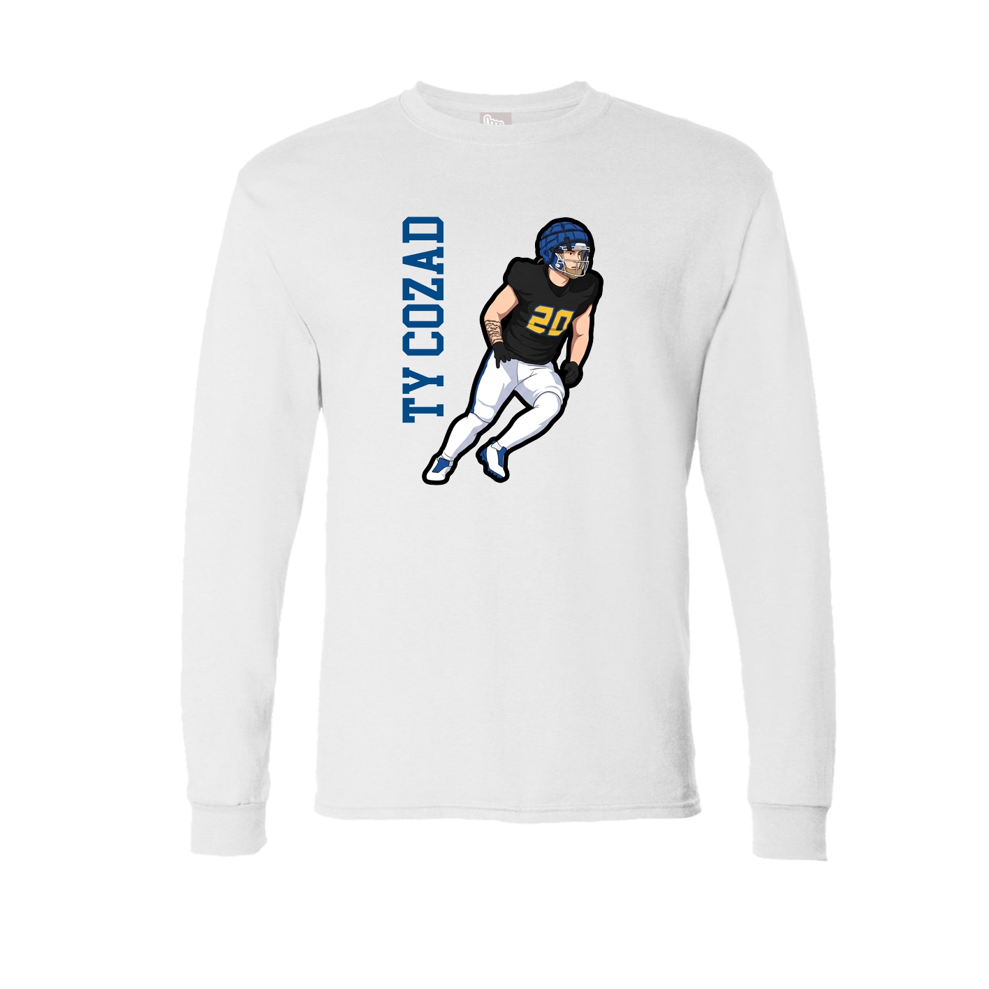 Long Sleeve Tee — Name Vertical in White