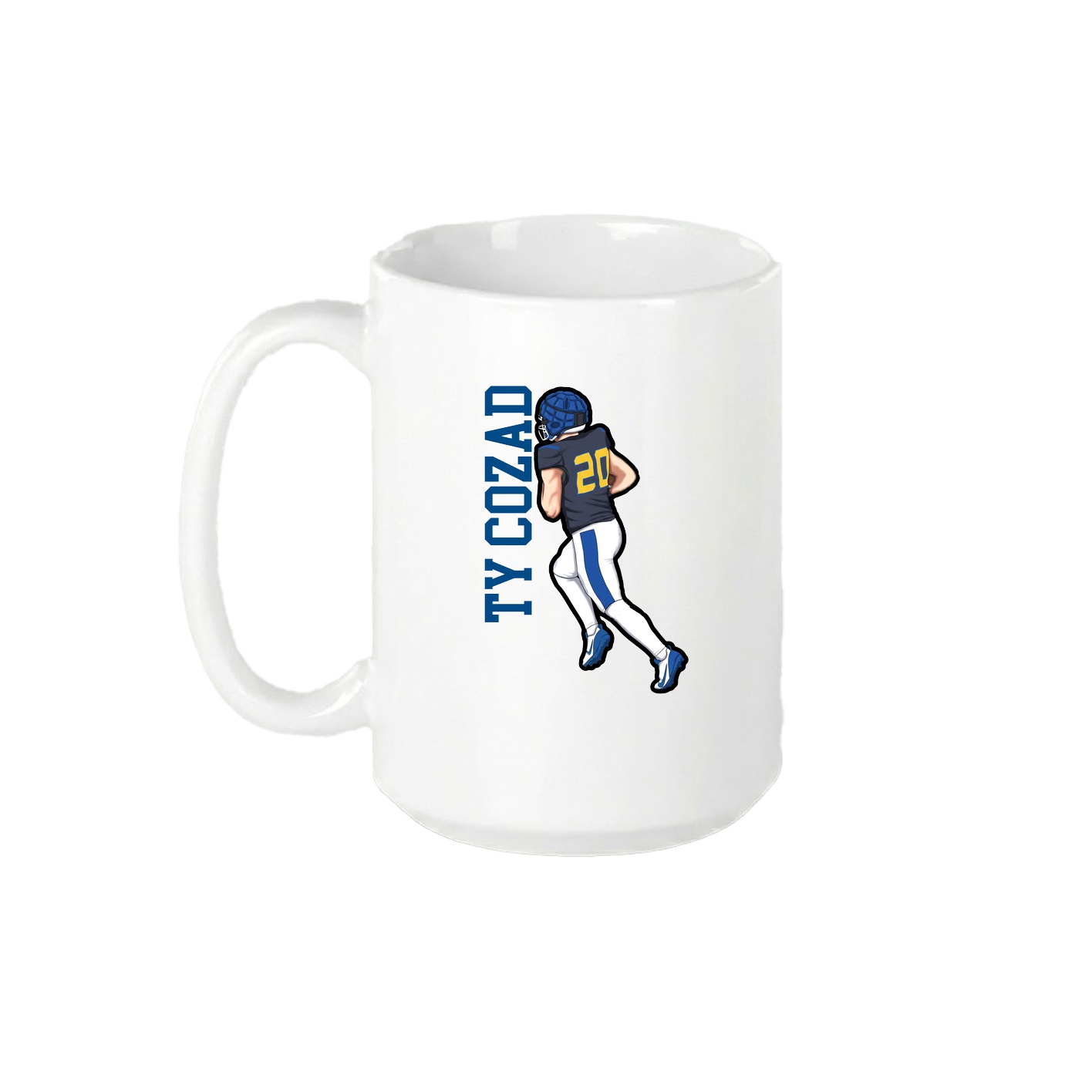 15oz Coffee Mug — Name Vertical in White