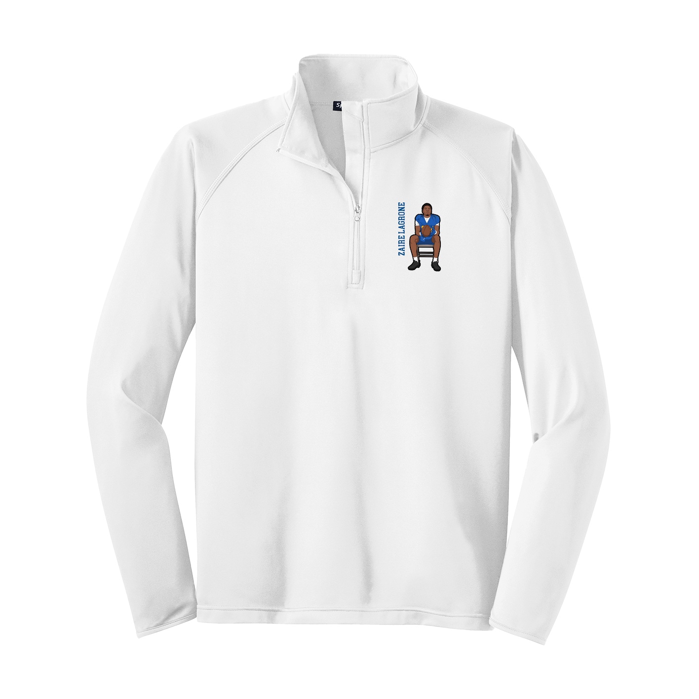 Q-Zip Pullover — Name Vertical in White