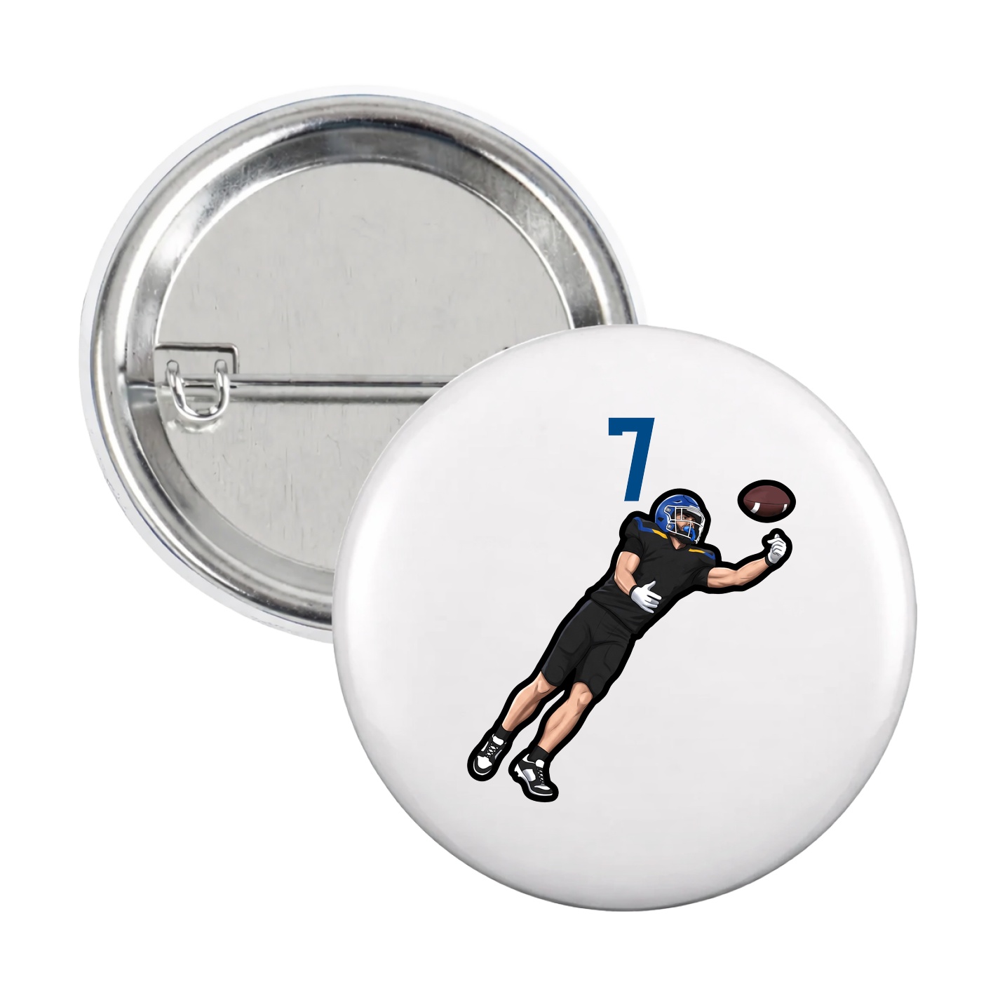 Game Day Button — Number Top in White