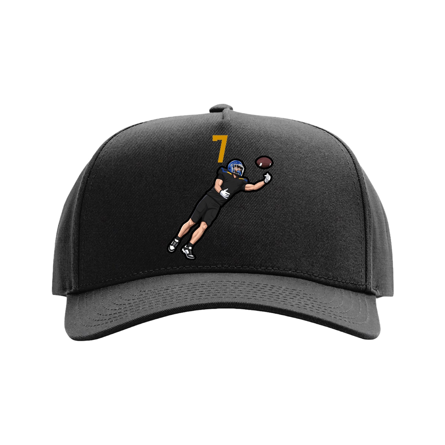 Full Fabric Five-Panel Champ Cap — Number Top in Black