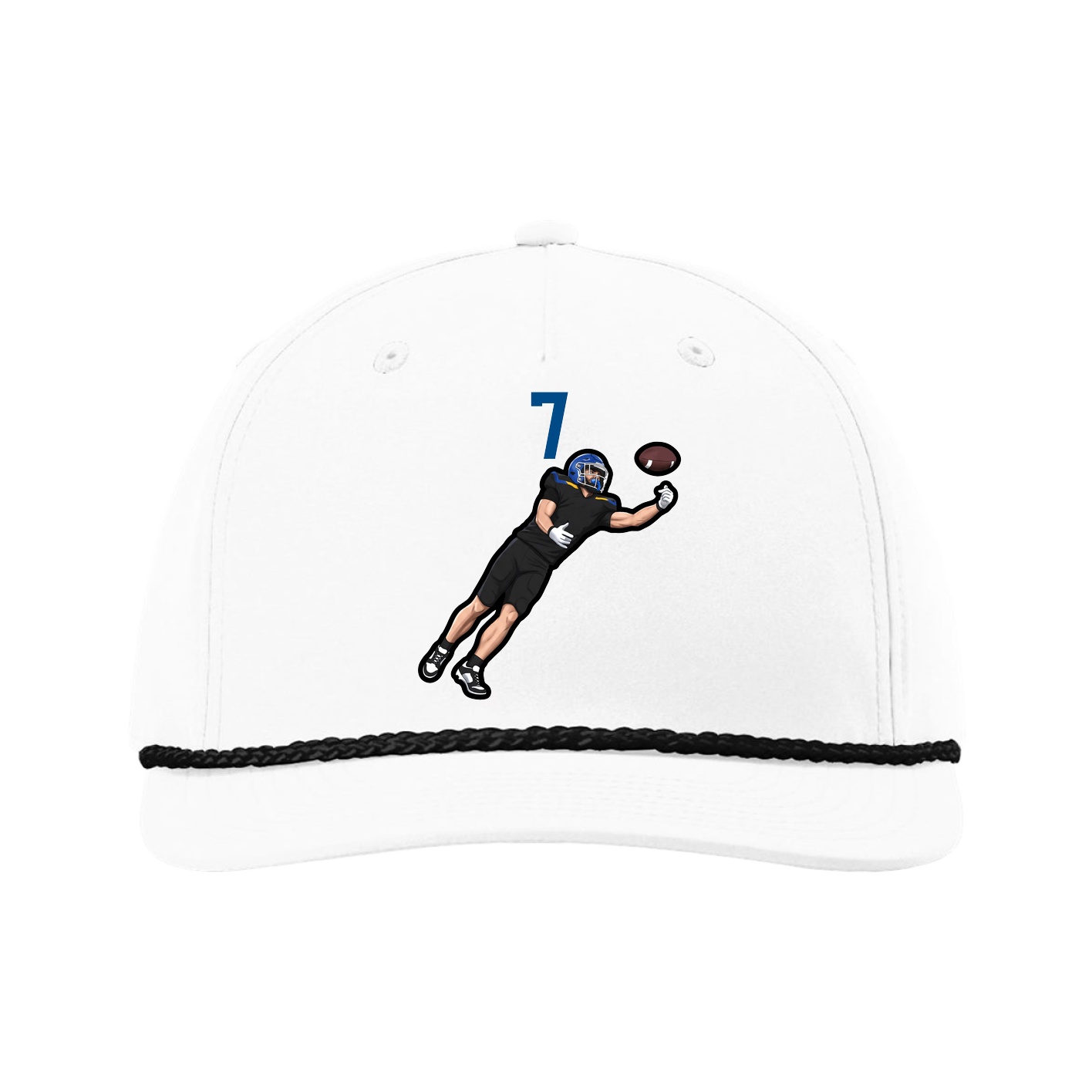 Five-Panel Classic Rope Cap — Number Top in White