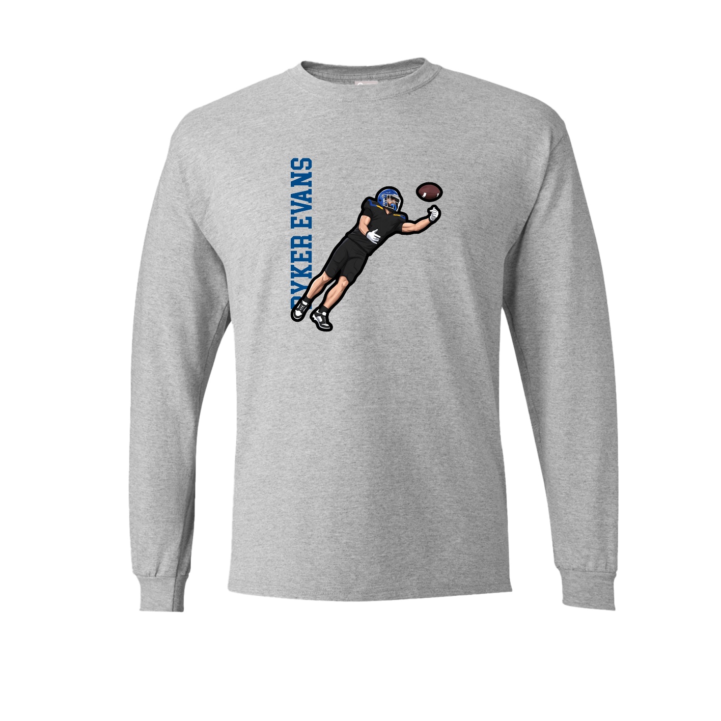 Long Sleeve Tee — Name Vertical in Grey