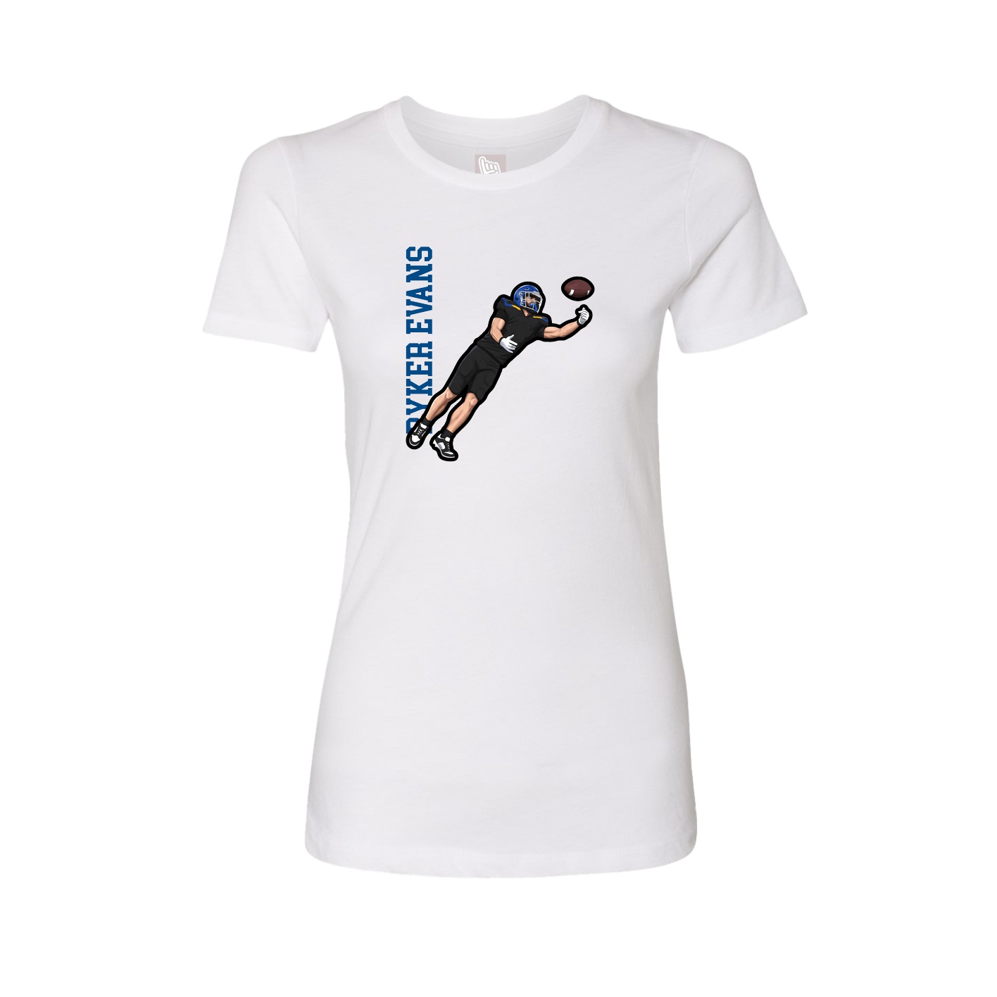 Fitted Women's Tee — Name Vertical in White