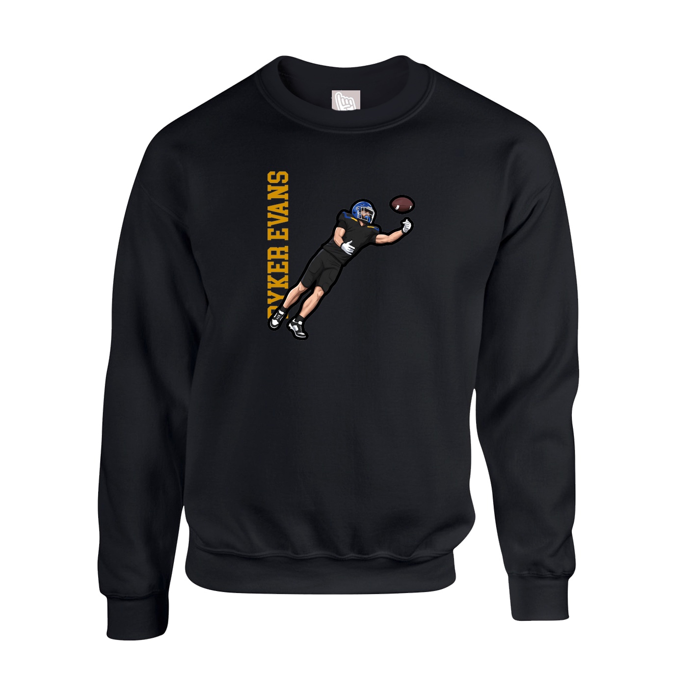 Fleece Crew — Name Vertical in Black
