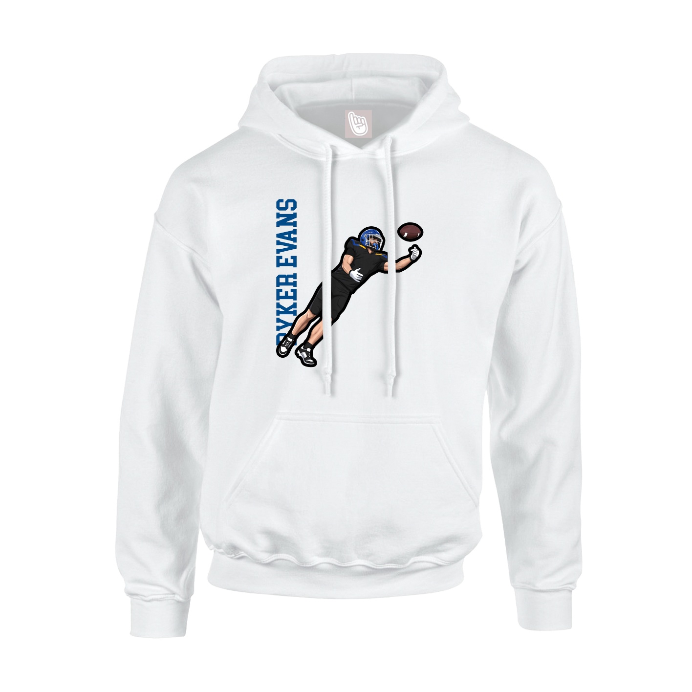 Youth Hoodie — Name Vertical in White