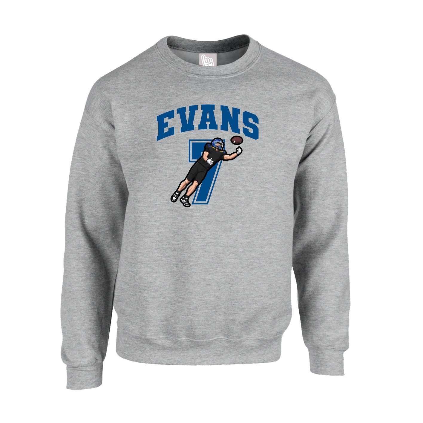 Fleece Crew — Number in Grey