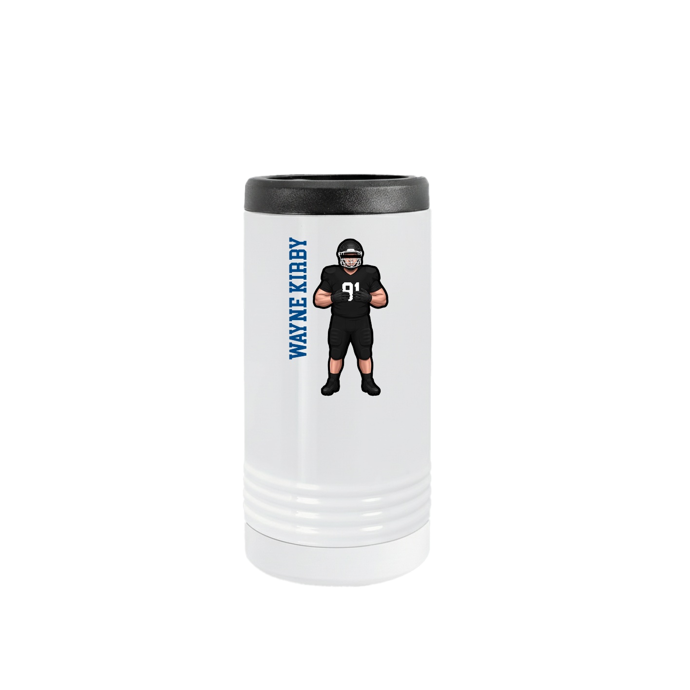 Slim Beverage Holder — Name Vertical in White