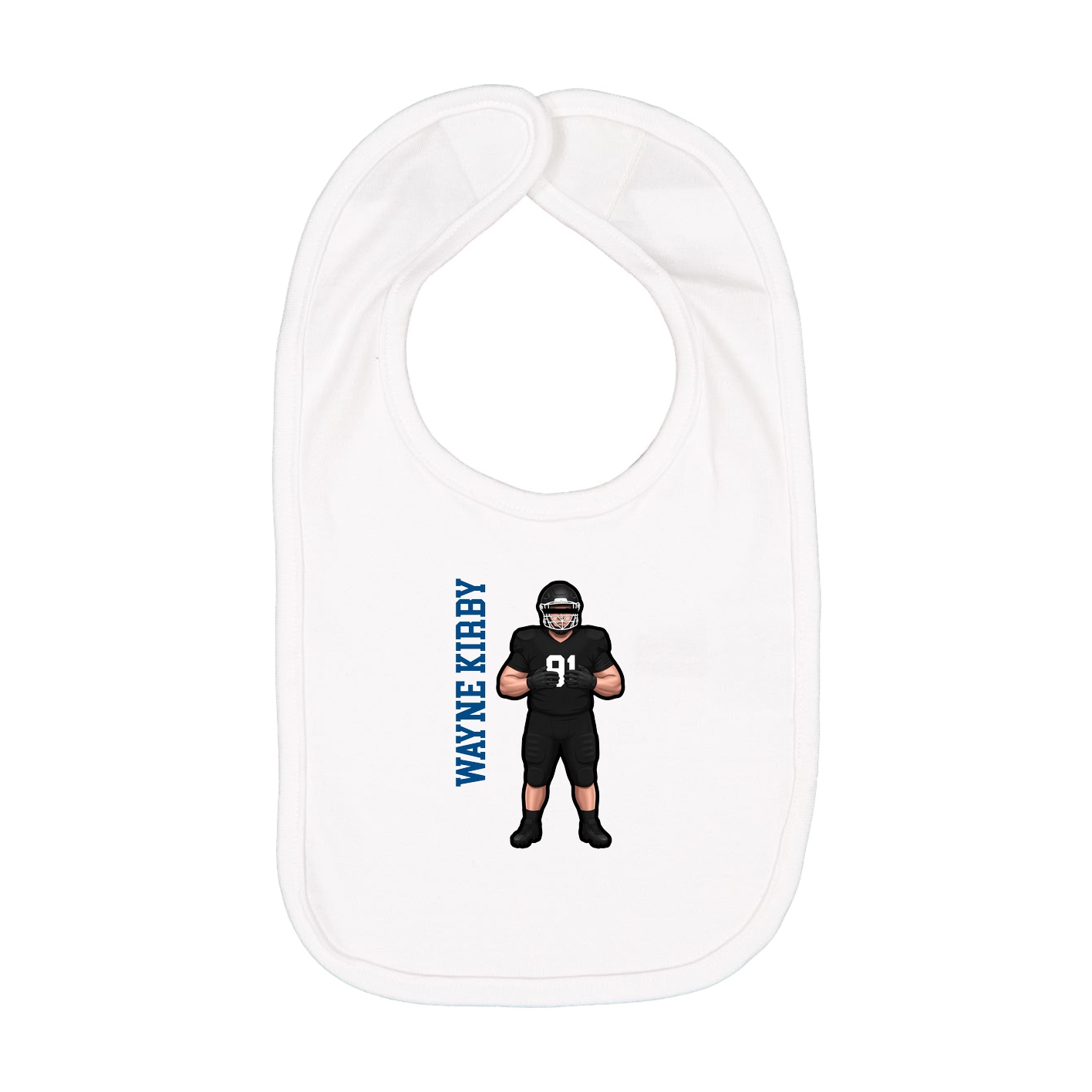 Infant Bib — Name Vertical in White