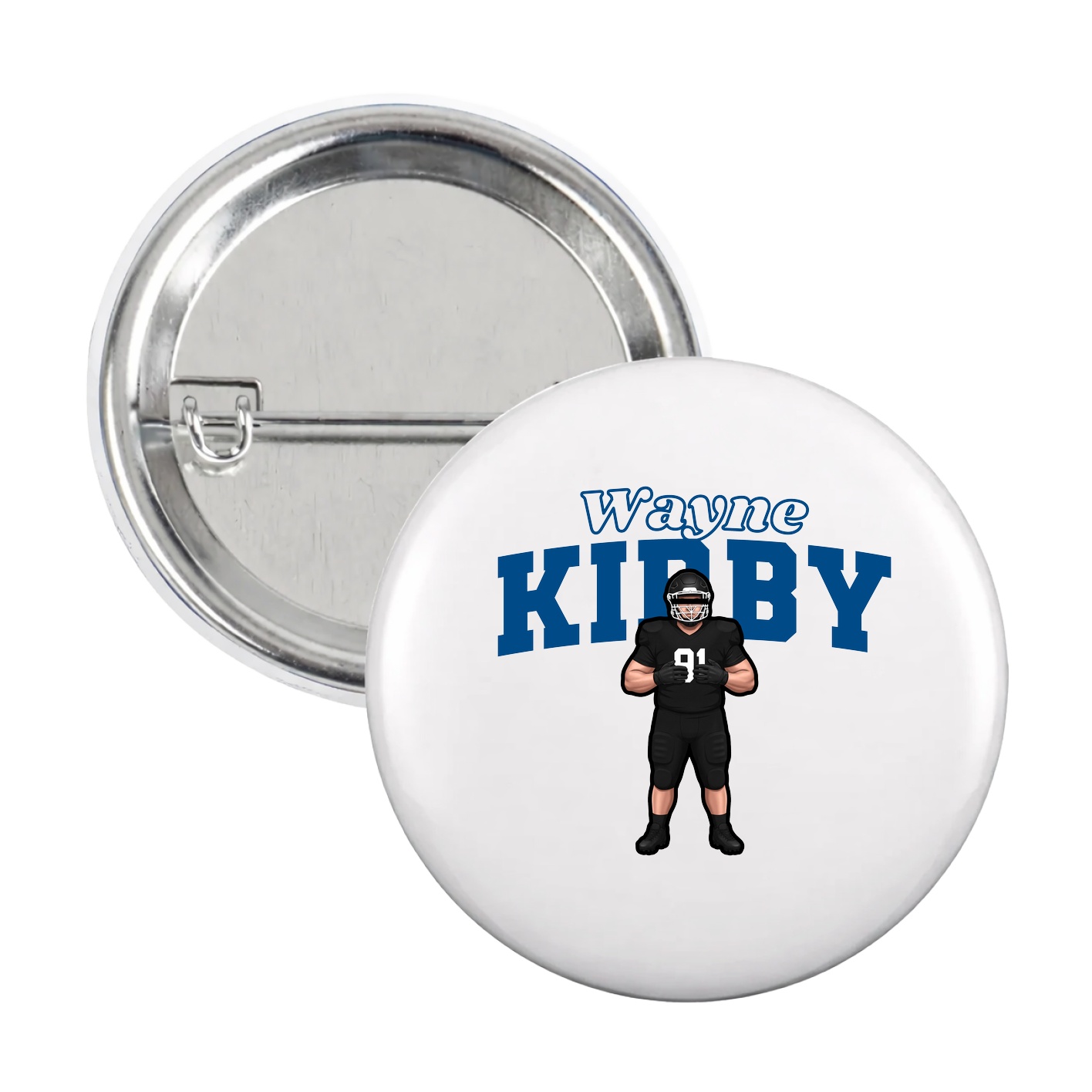 Game Day Button — Name Arch in White
