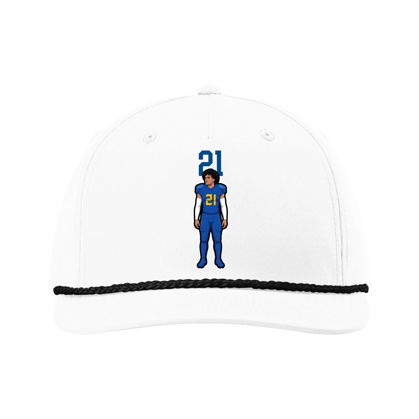 Five-Panel Classic Rope Cap — Number Top in White