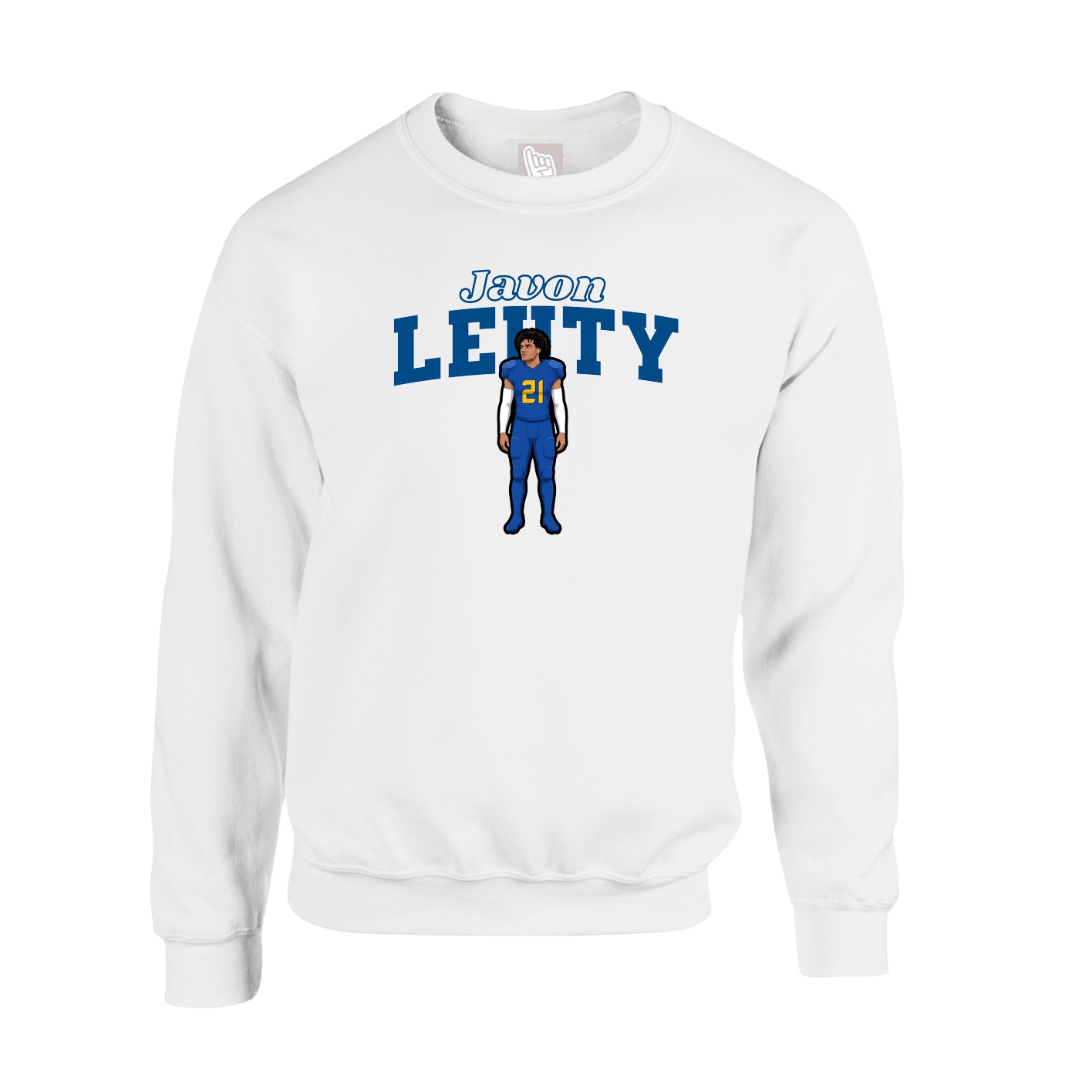 Fleece Crew — Name Arch in White