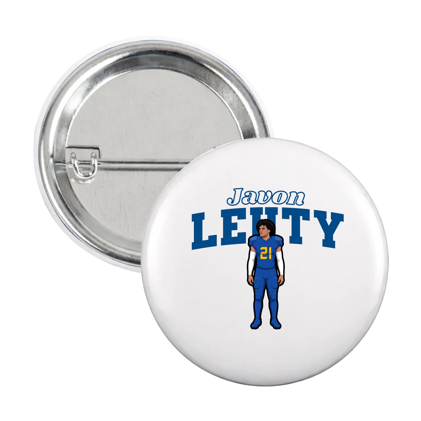 Game Day Button — Name Arch in White