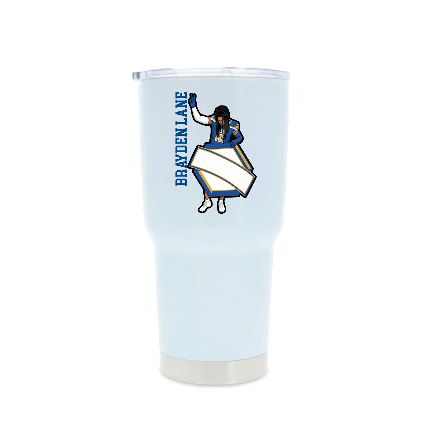 30oz Stainless Steel Tumbler — Name Vertical in White