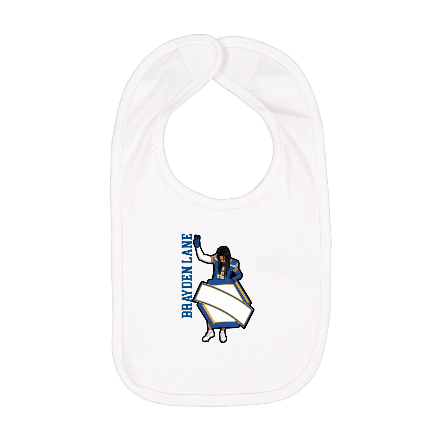 Infant Bib — Name Vertical in White