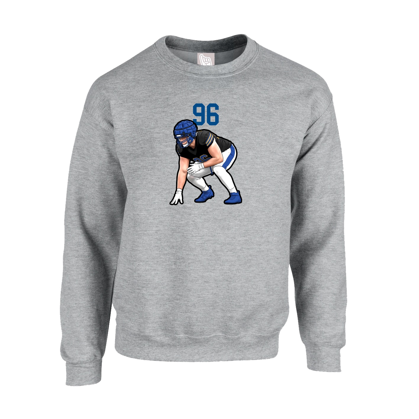Fleece Crew — Number Top in Grey