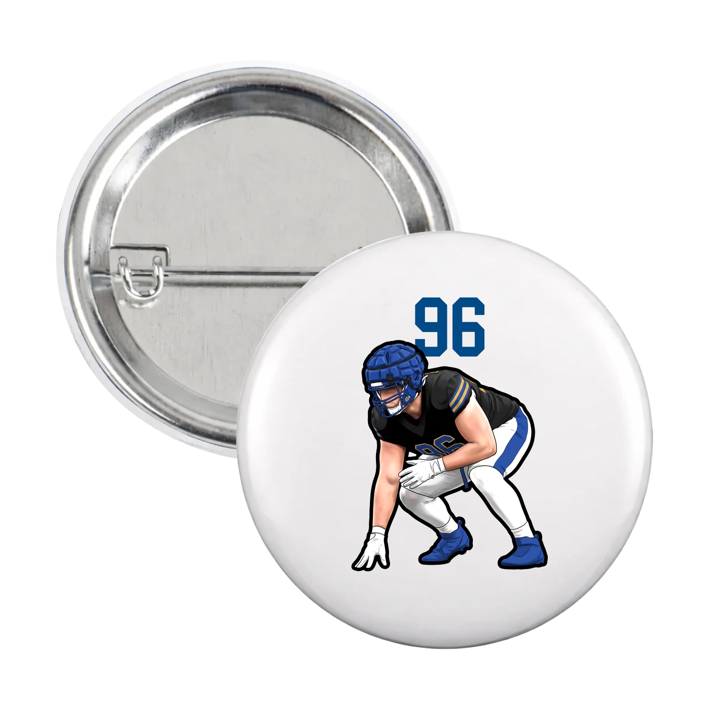 Game Day Button — Number Top in White