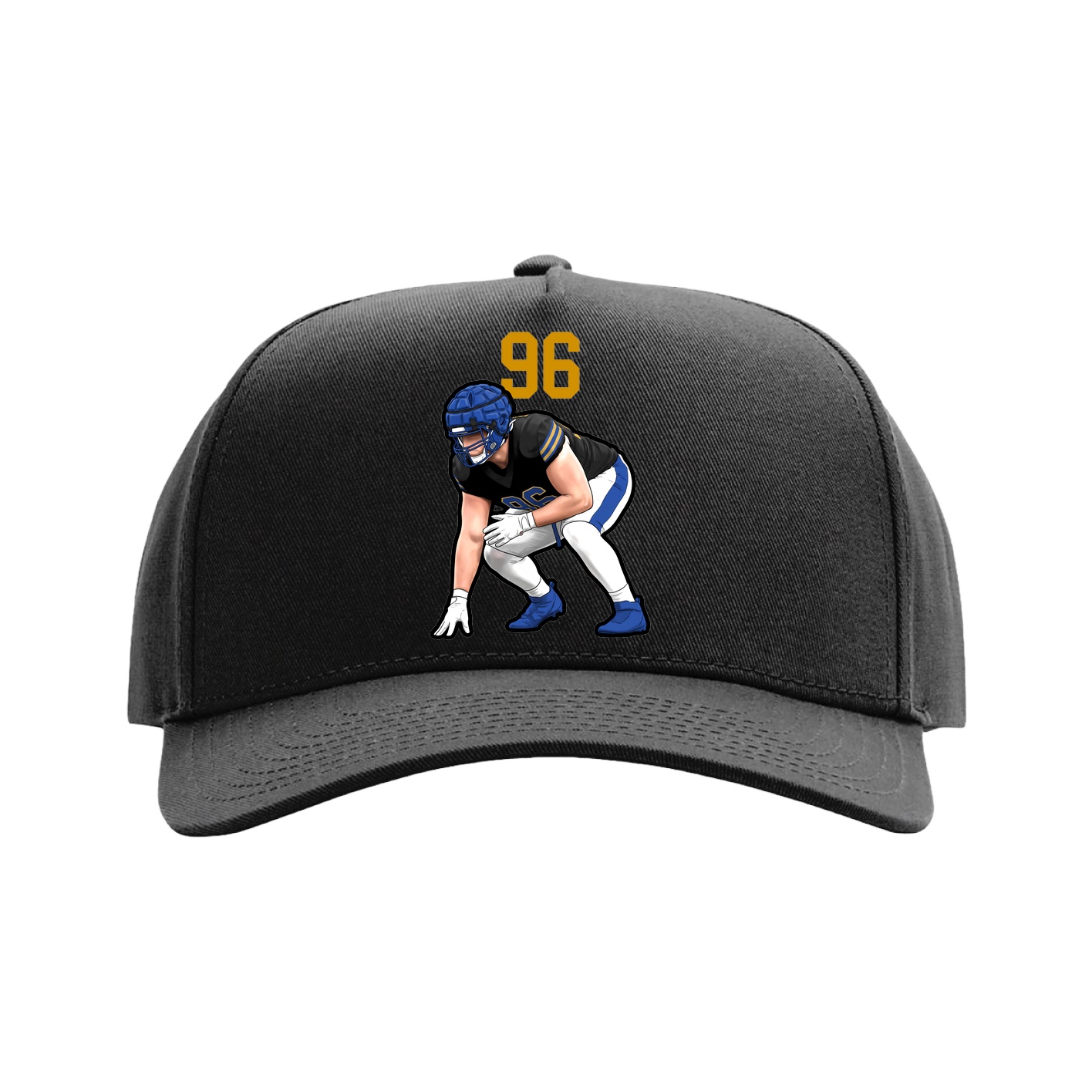 Full Fabric Five-Panel Champ Cap — Number Top in Black