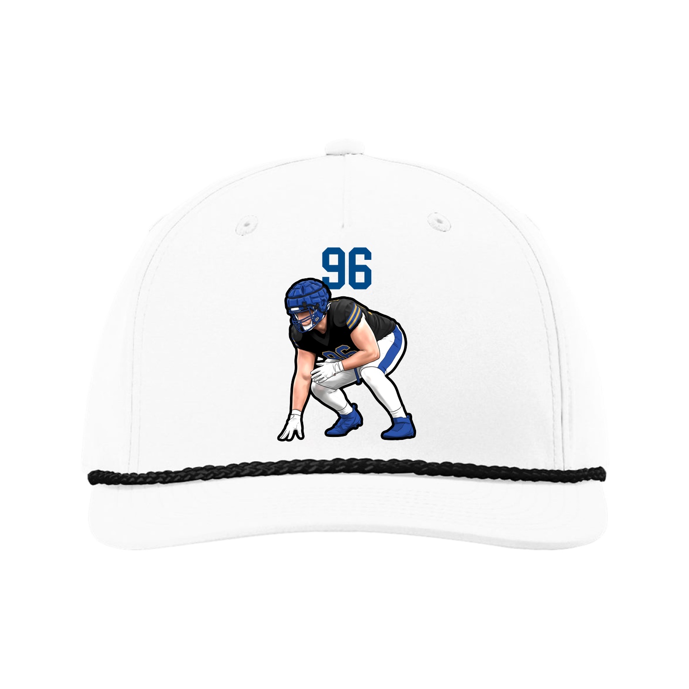 Five-Panel Classic Rope Cap — Number Top in White