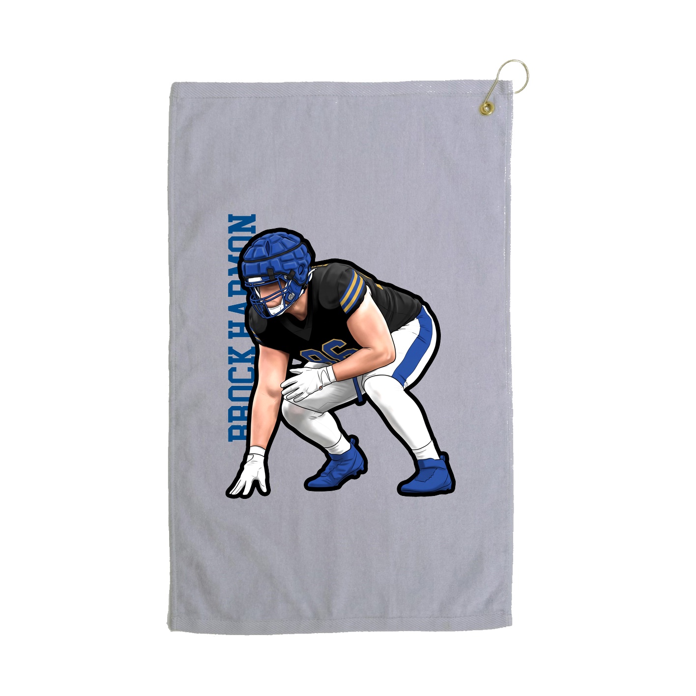Golf Towel — Name Vertical in Grey