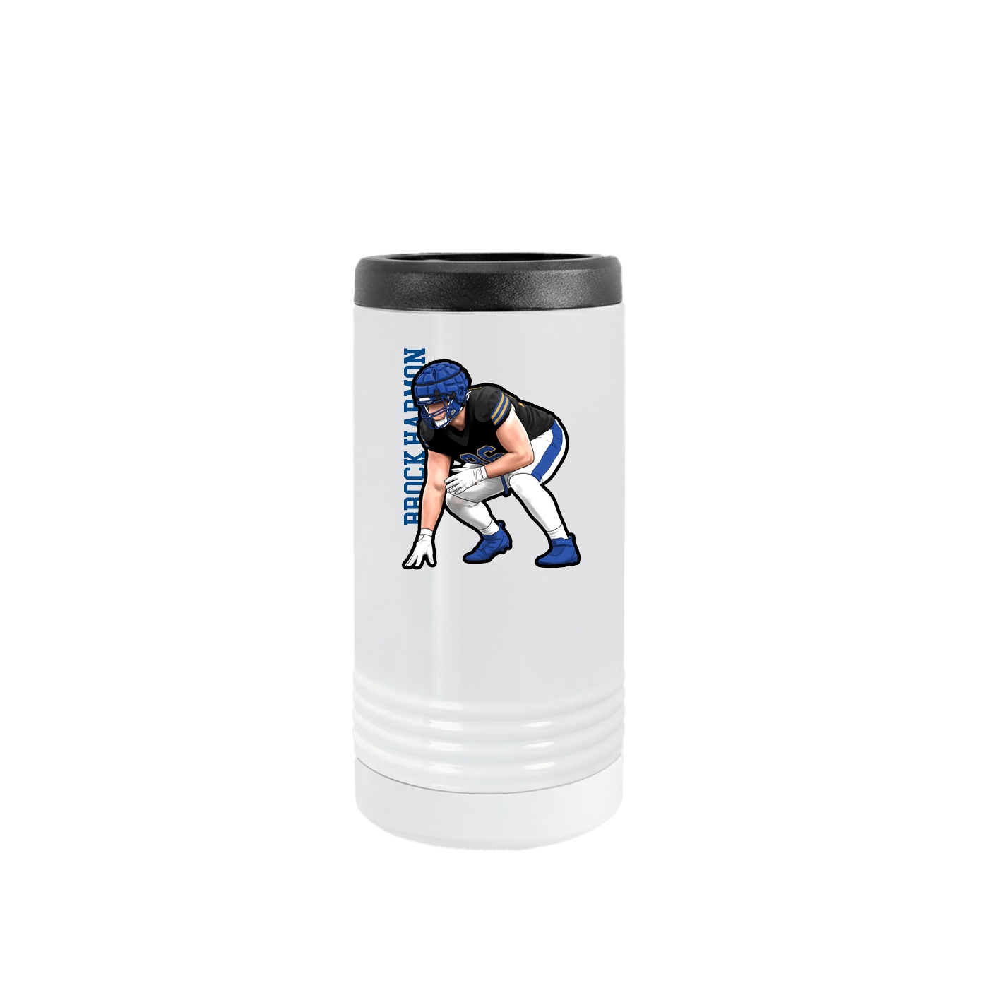Slim Beverage Holder — Name Vertical in White