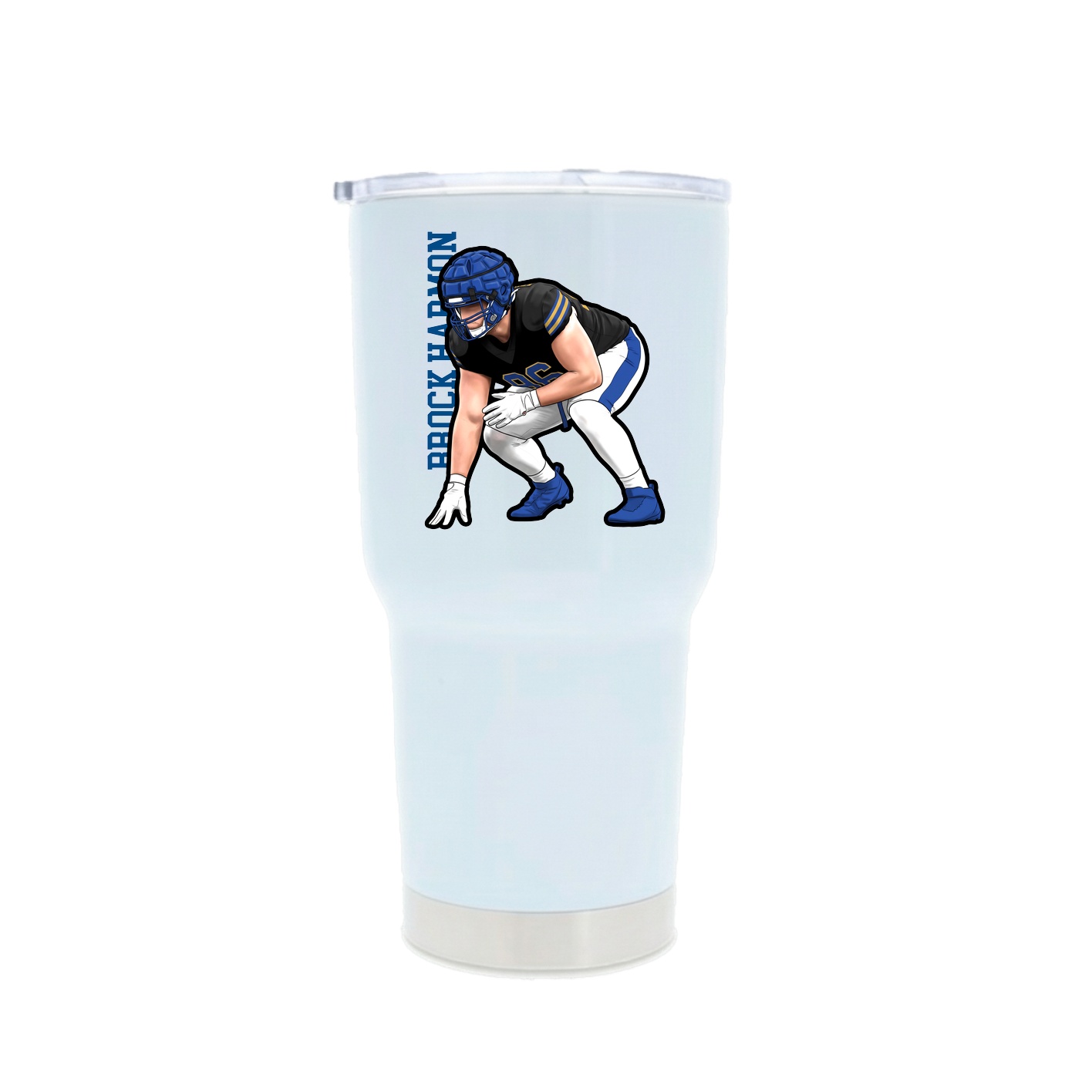 30oz Stainless Steel Tumbler — Name Vertical in White
