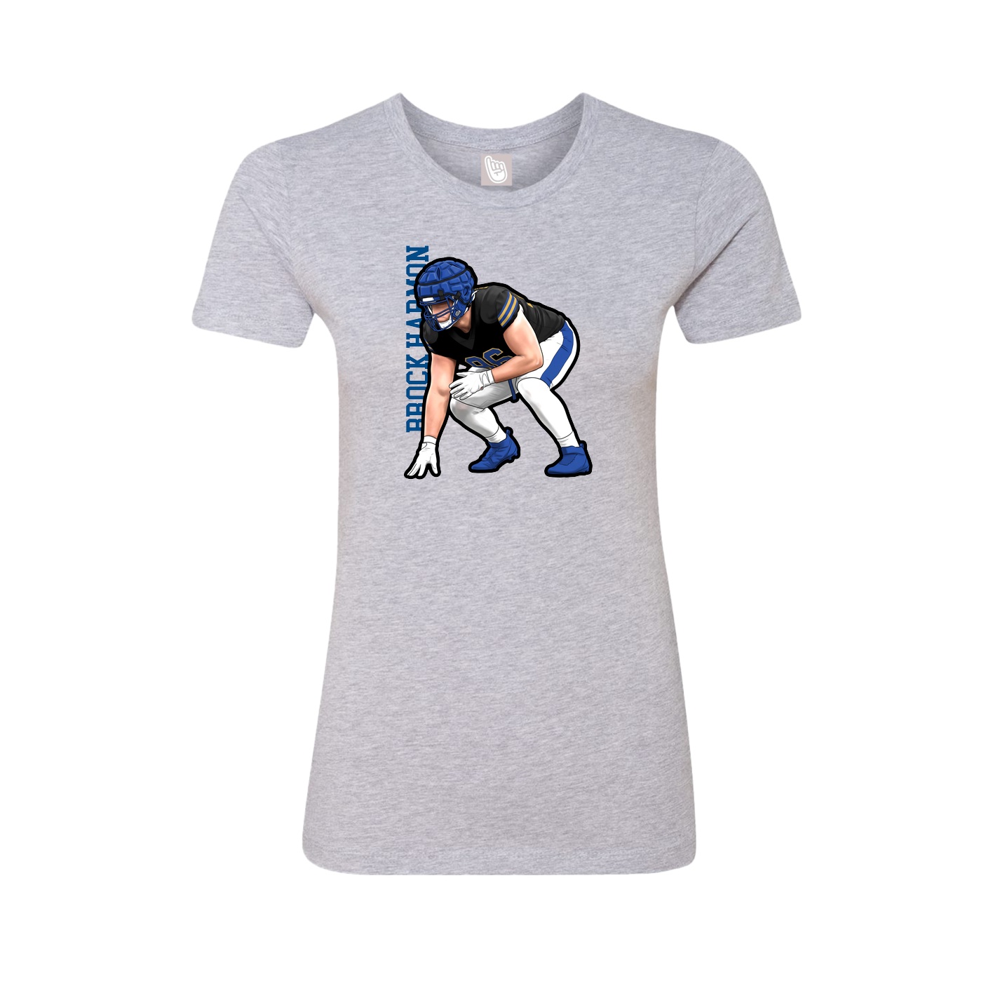 Fitted Women's Tee — Name Vertical in Grey