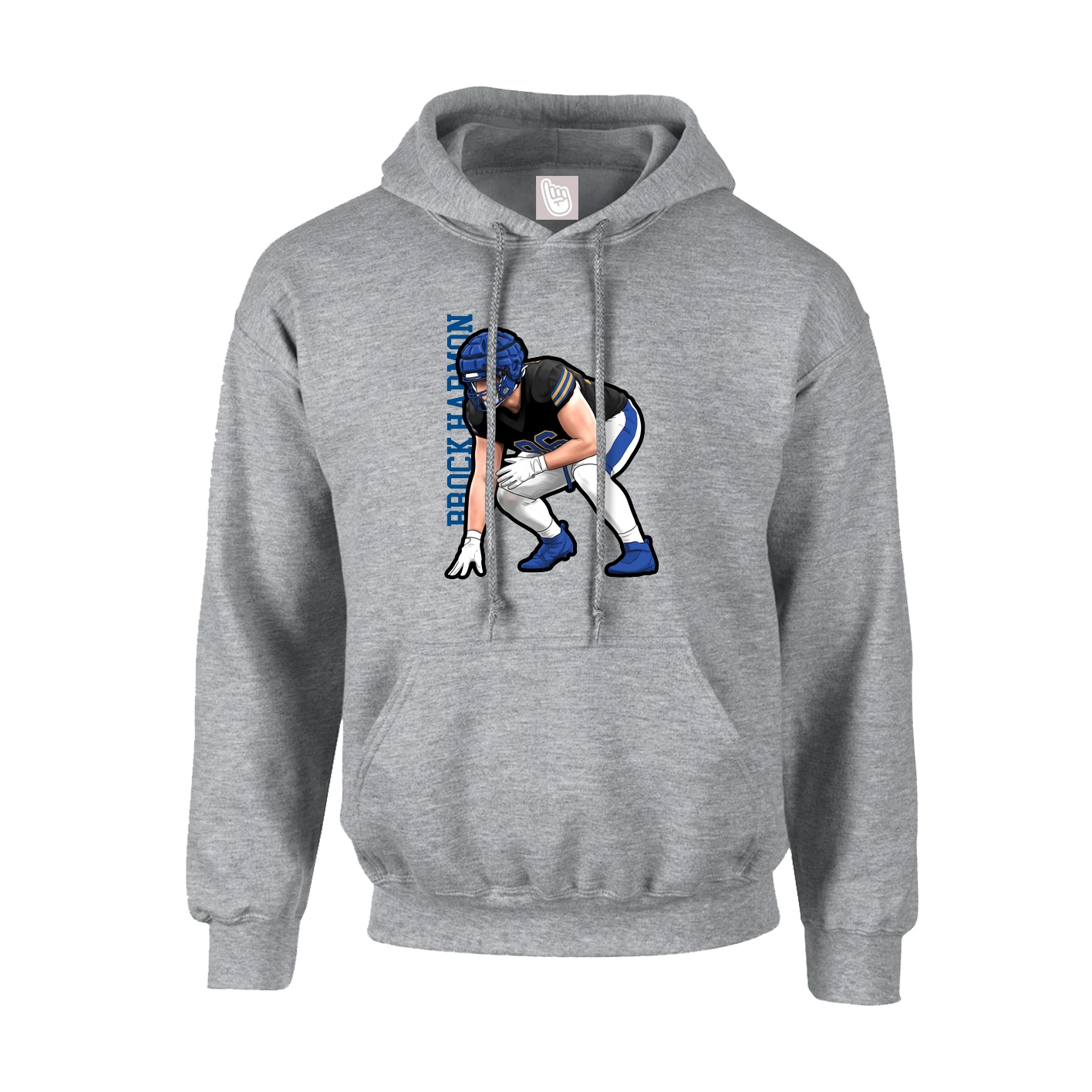 Youth Hoodie — Name Vertical in Grey