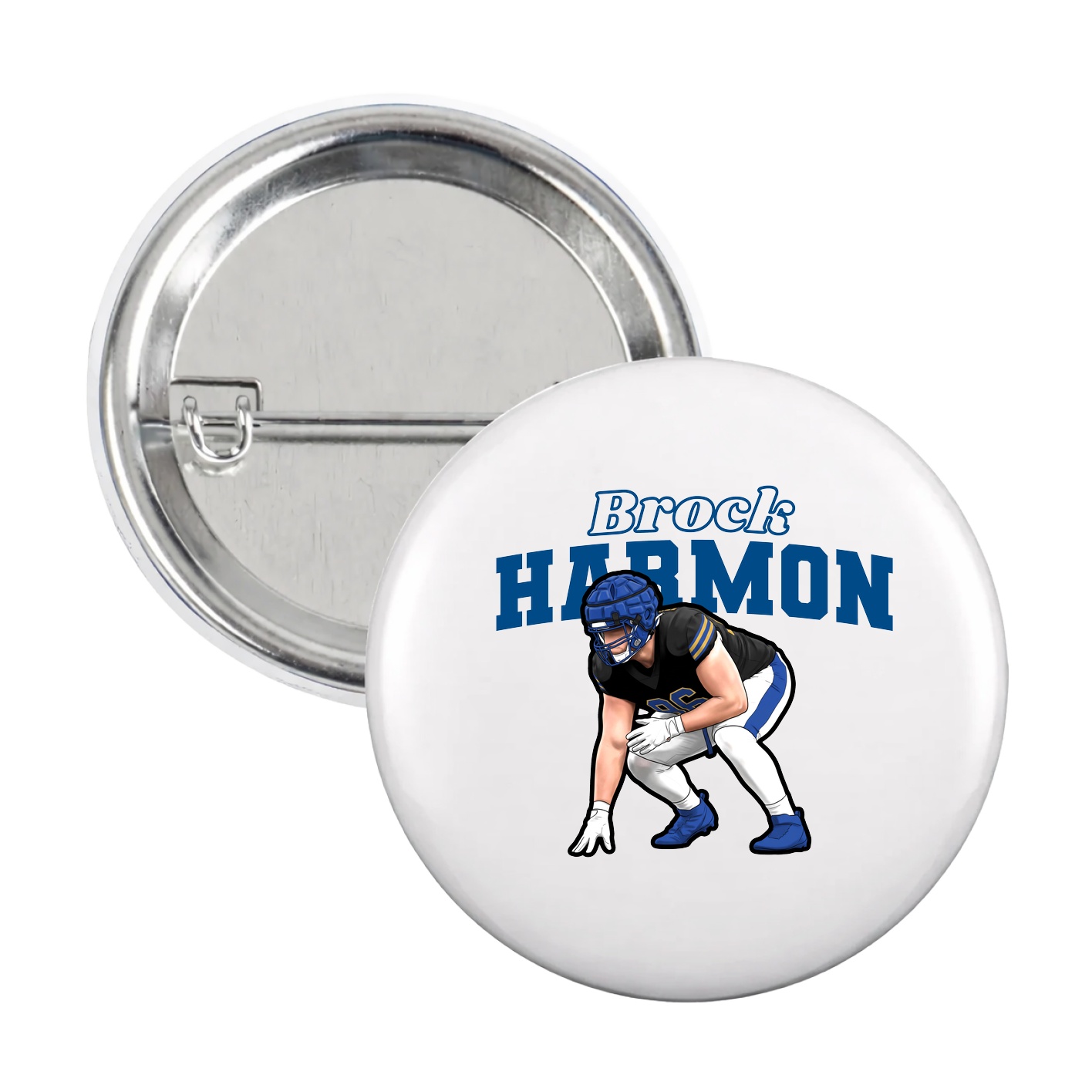 Game Day Button — Name Arch in White