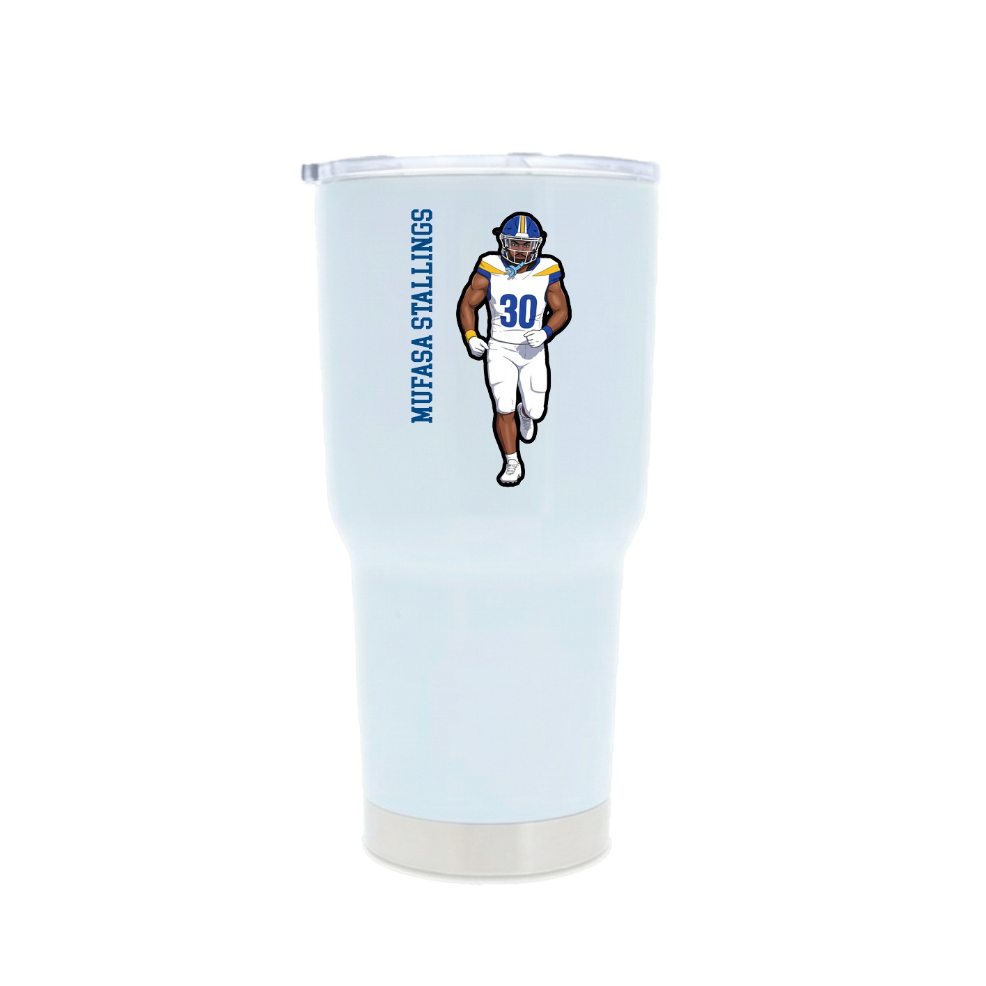 30oz Stainless Steel Tumbler — Name Vertical in White