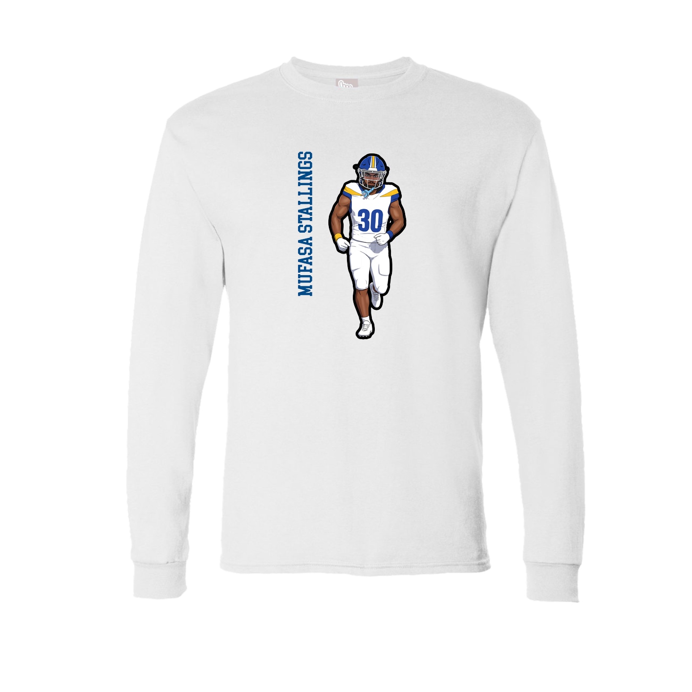 Long Sleeve Tee — Name Vertical in White