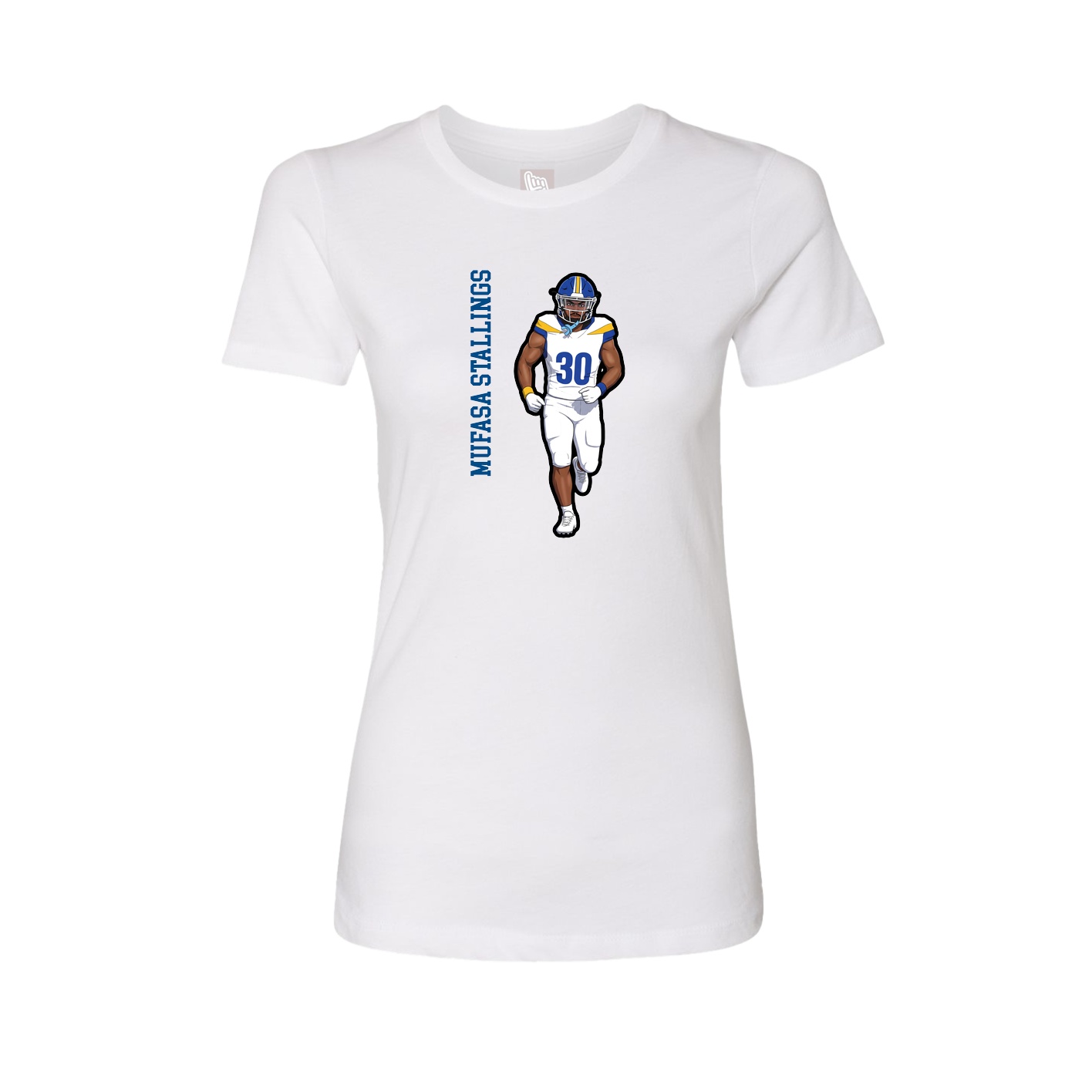 Fitted Women's Tee — Name Vertical in White